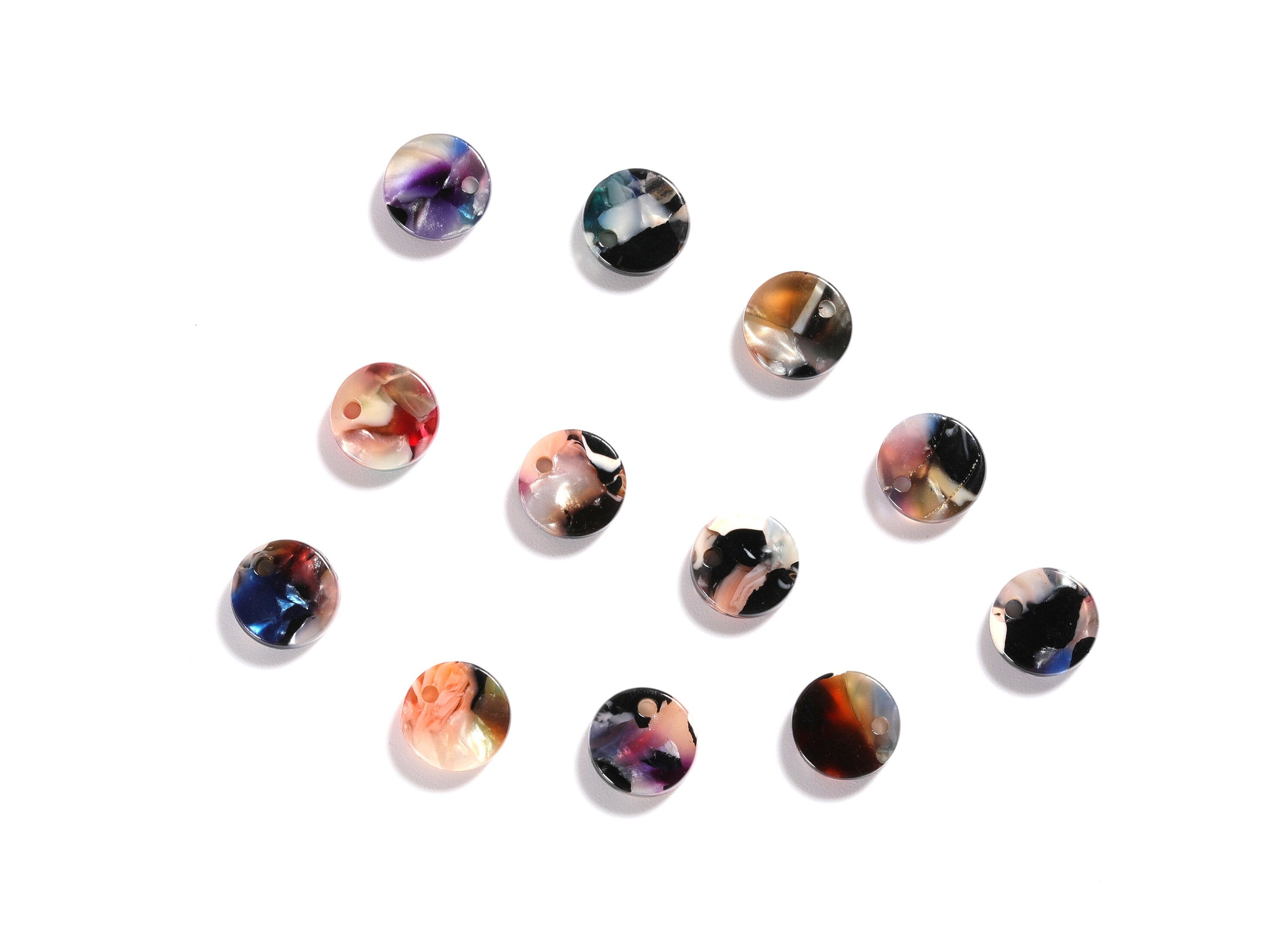 Acrylic Round Earring Charms - Round Circle Pendant - Earring Findings - Jewelry Supplies - Color Code: A58 - 8.82x8.82x2.7mm - AC1116E - DOMEDBAZAAR