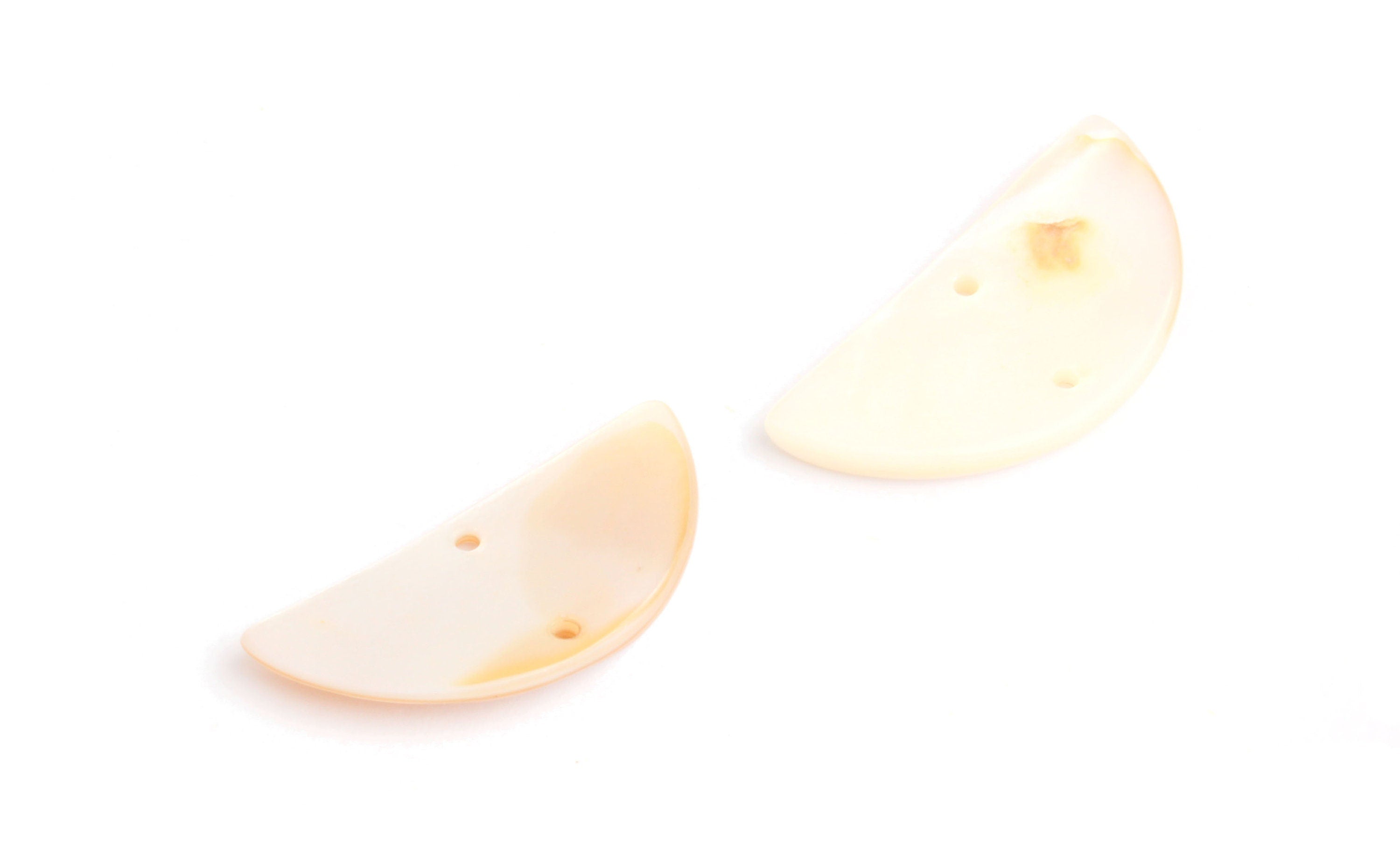 Mussel Shell Paillettes With 2 Holes - Seashell Supply - Shell Earrings-Semicircle Shaped Pendant - Earring Finding - 29x13.5x2.5mm - SF1002 - DOMEDBAZAAR