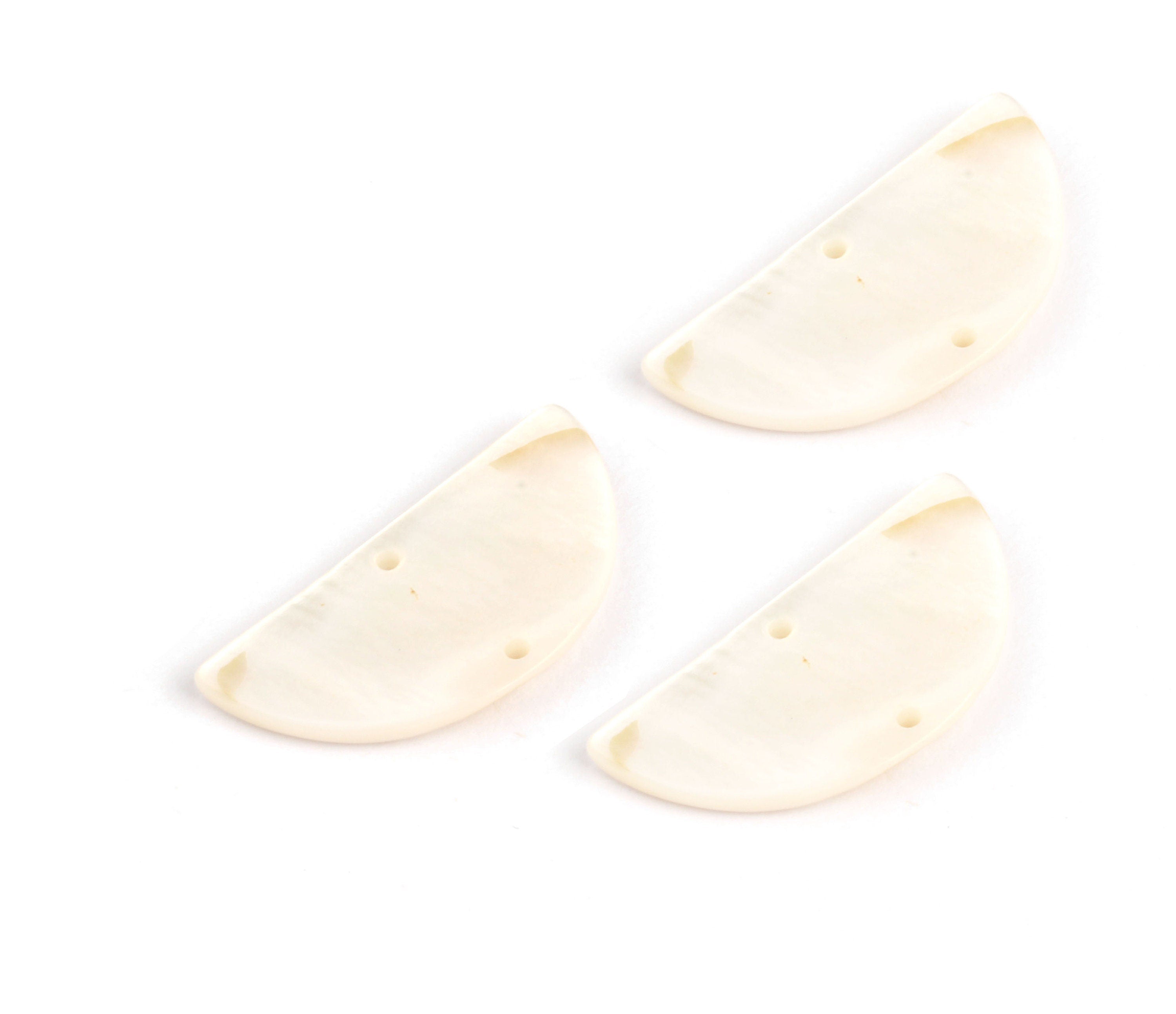 Mussel Shell Paillettes With 2 Holes - Seashell Supply - Shell Earrings-Semicircle Shaped Pendant - Earring Finding - 29x13.5x2.5mm - SF1002 - DOMEDBAZAAR