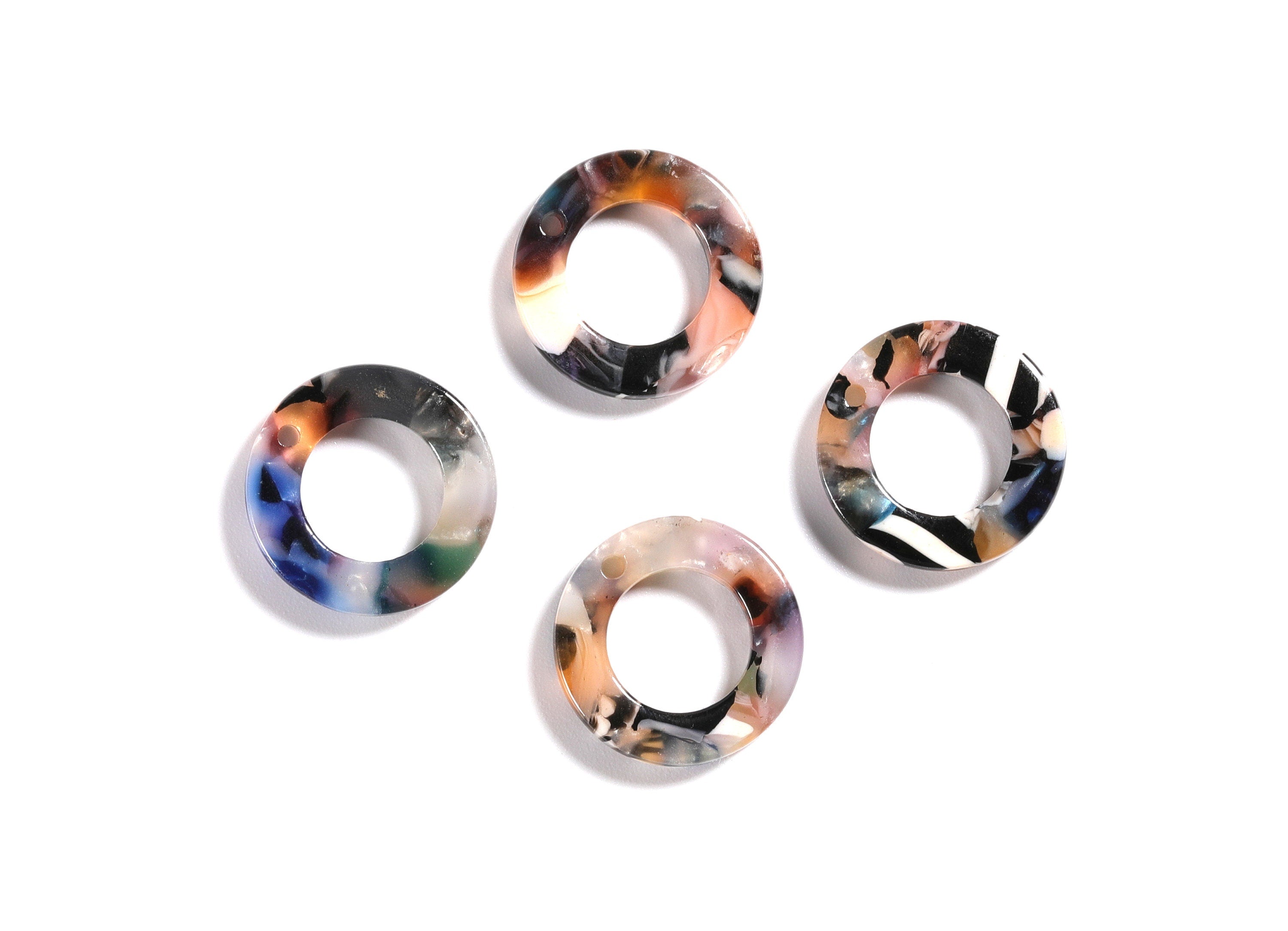 Acrylic Round Earring Charms -  Circle Pendant - Earring Findings - Jewelry Supplies - Color Code: A58 - 15.9x15.9x2.66mm - AC1117E - DOMEDBAZAAR