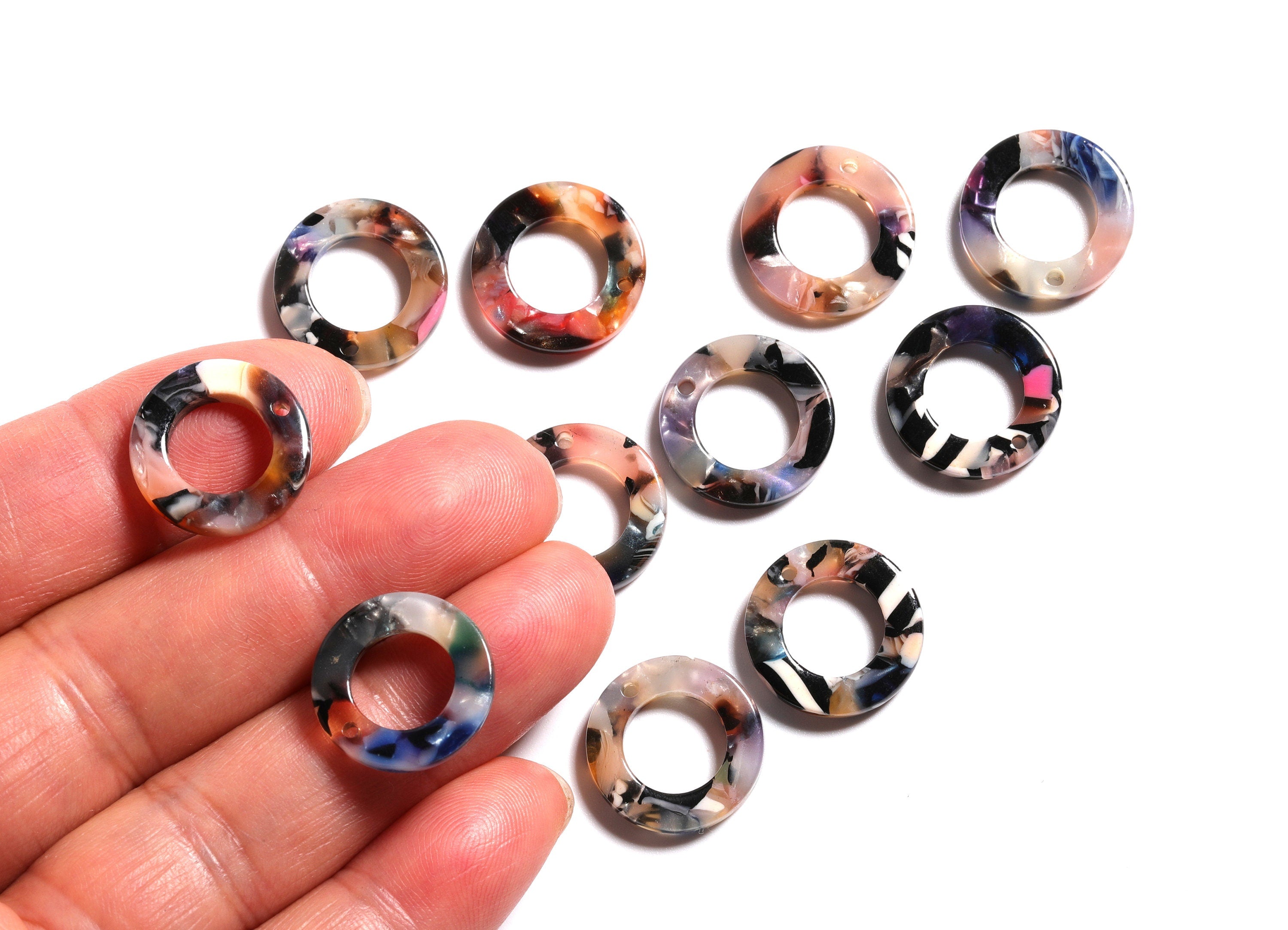 Acrylic Round Earring Charms -  Circle Pendant - Earring Findings - Jewelry Supplies - Color Code: A58 - 15.9x15.9x2.66mm - AC1117E - DOMEDBAZAAR
