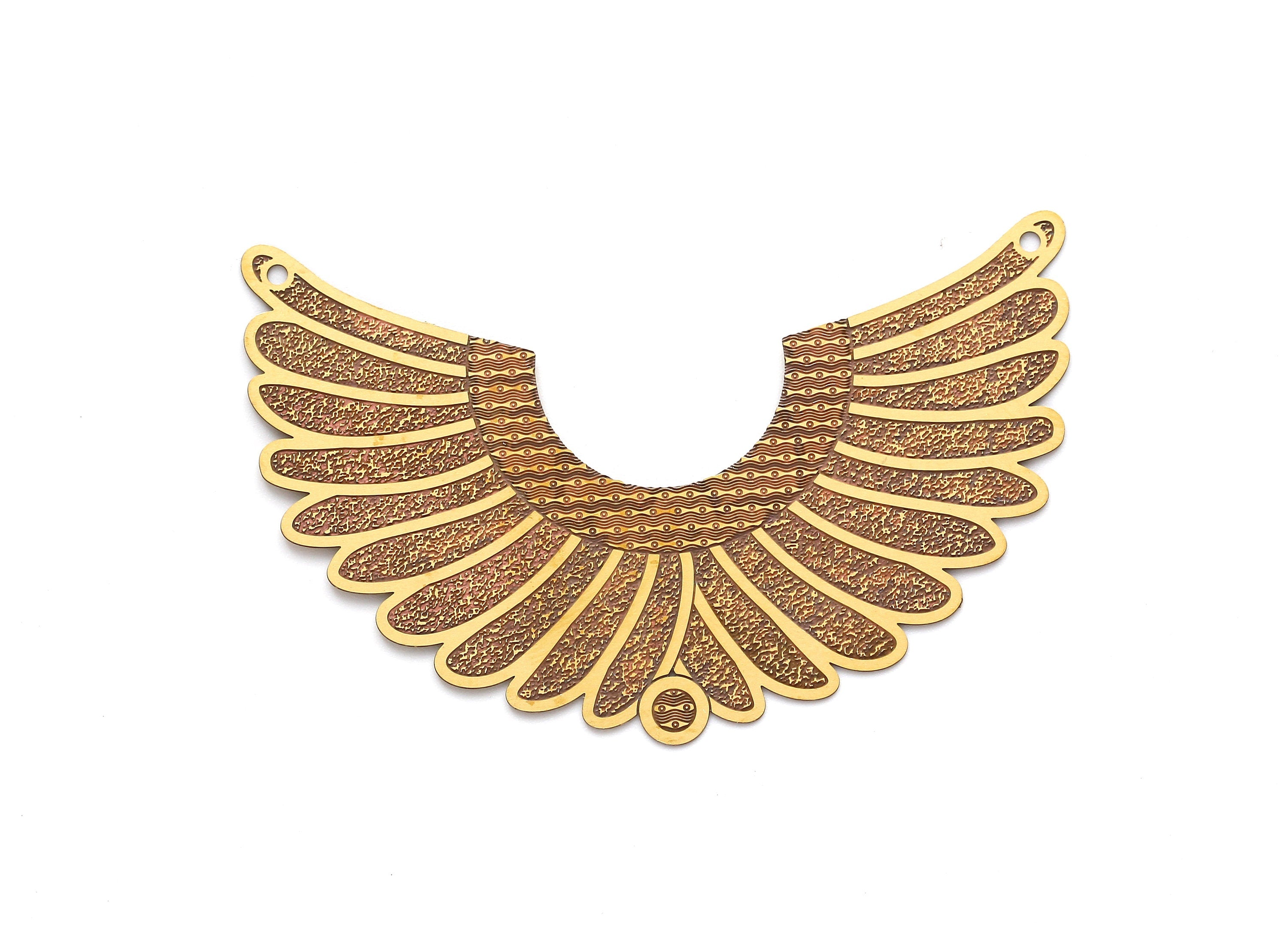 Raw Brass Angel Wing Shaped  Necklace Charms - Hallow Out Necklace Charms - Necklace Findings - Jewelry Supplies - 44x67x0.3mm - JJA3951 - DOMEDBAZAAR