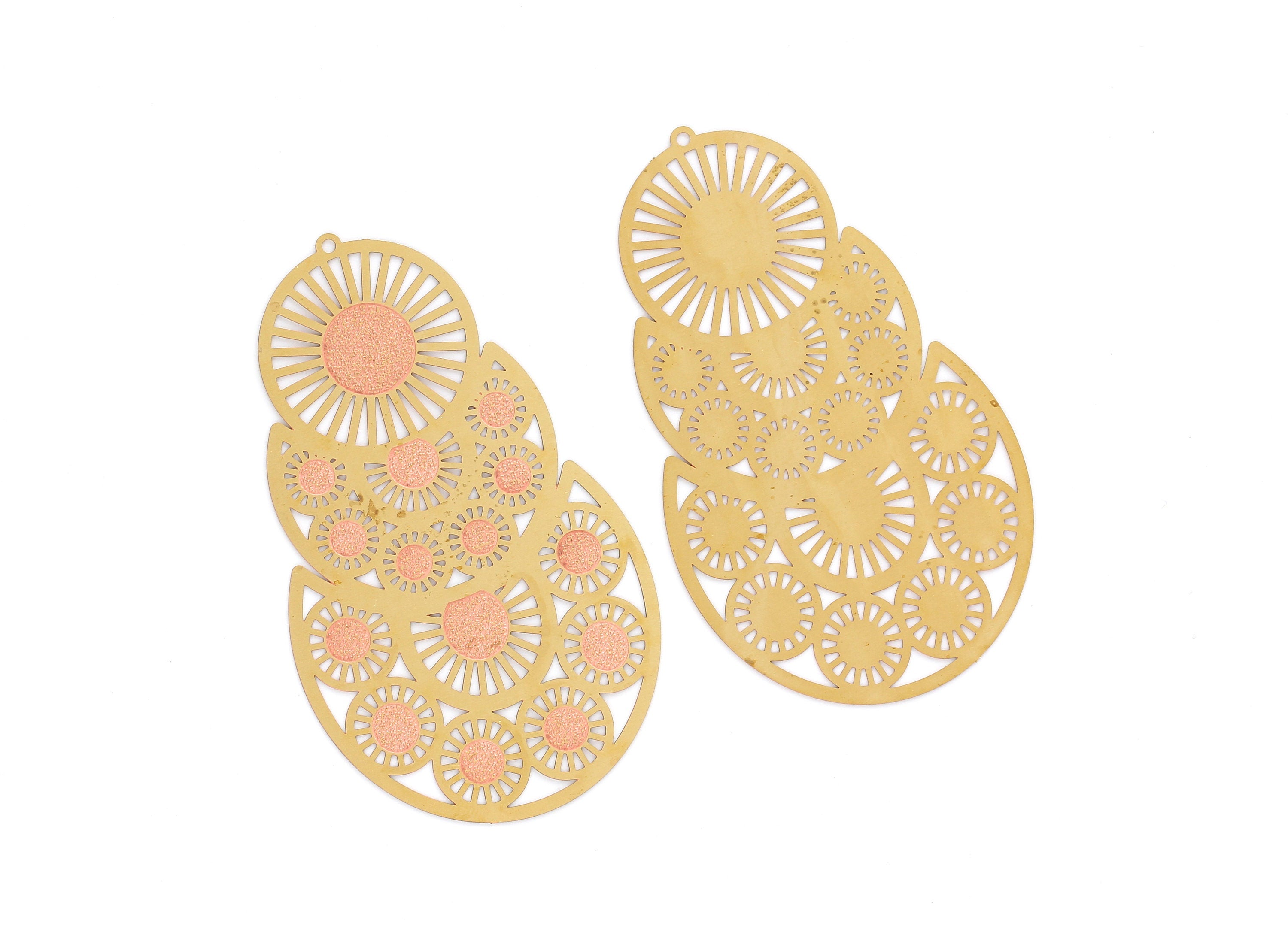 Raw Brass  Hollow Out Earring Charms - Exaggerated Earring Charms - Earring Findings - Jewelry Supplies - 79.5x47x0.3mm - JJA4124 - DOMEDBAZAAR