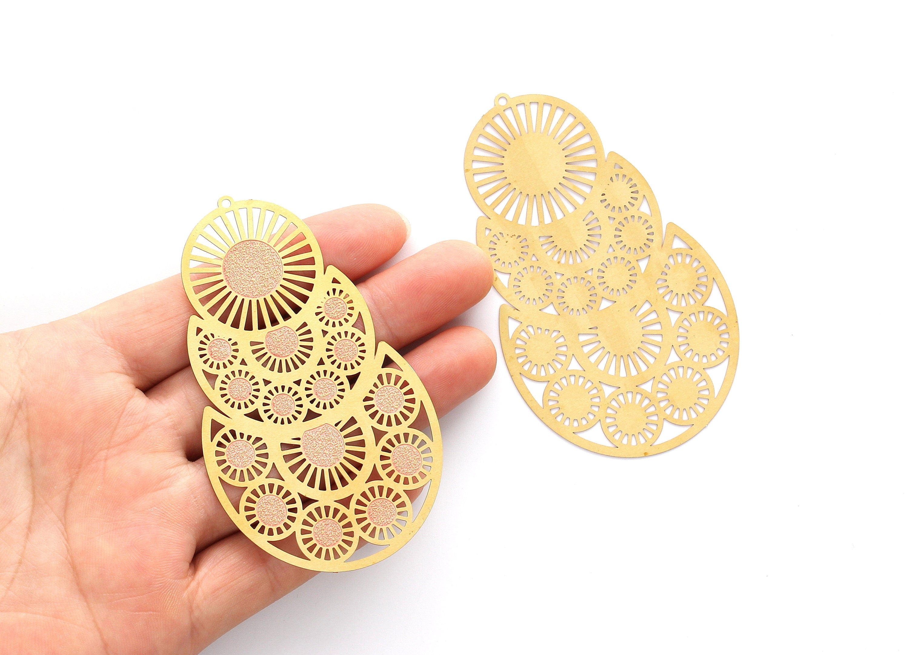 Raw Brass  Hollow Out Earring Charms - Exaggerated Earring Charms - Earring Findings - Jewelry Supplies - 79.5x47x0.3mm - JJA4124 - DOMEDBAZAAR