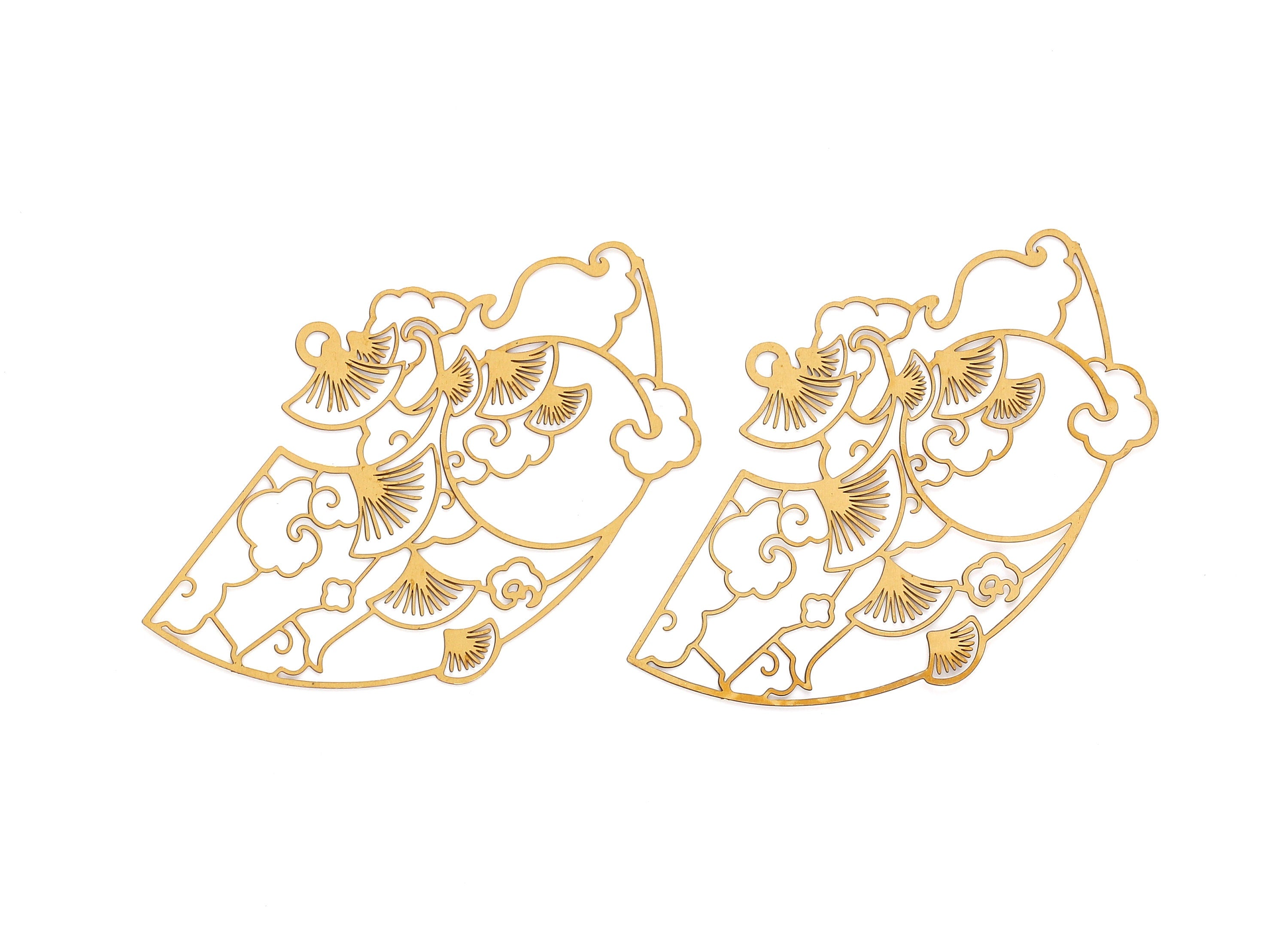Raw Brass Clown Shaped Earrings Charms - Raw Brass Hallow Out Earring Charms - Earring Findings - 42x68.5x0.3mm- JJA4179 - DOMEDBAZAAR