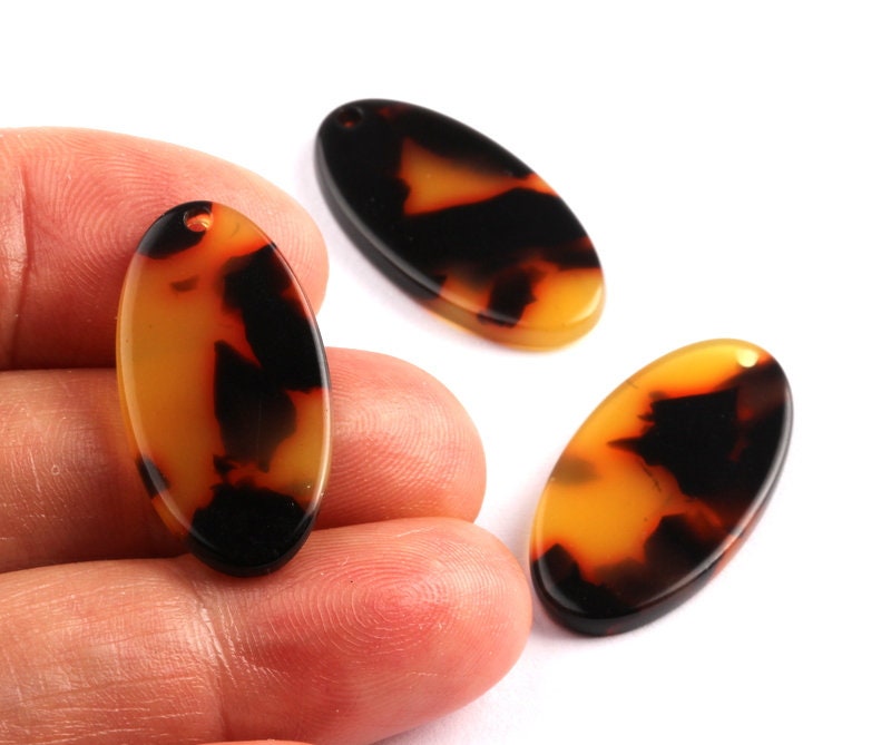 Acetate Oval Charms - Tortoise Shell Earrings - Oval Pendant - Jewelry Making Supplies - Color Code: A01 - 26x13.7x2.53mm - AC1077A - DOMEDBAZAAR