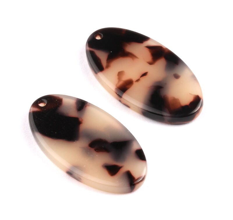 Acetate Oval Charms - Blonde Tortoise Shell Earrings - Oval Earrings and Pendant - Color Code: A07 - 26x13.7x2.53mm - AC1077B - DOMEDBAZAAR