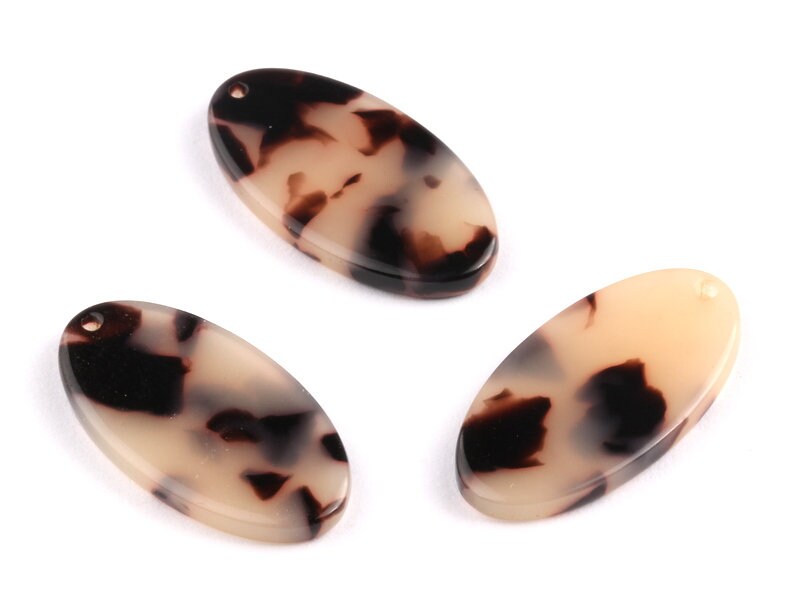 Acetate Oval Charms - Blonde Tortoise Shell Earrings - Oval Earrings and Pendant - Color Code: A07 - 26x13.7x2.53mm - AC1077B - DOMEDBAZAAR