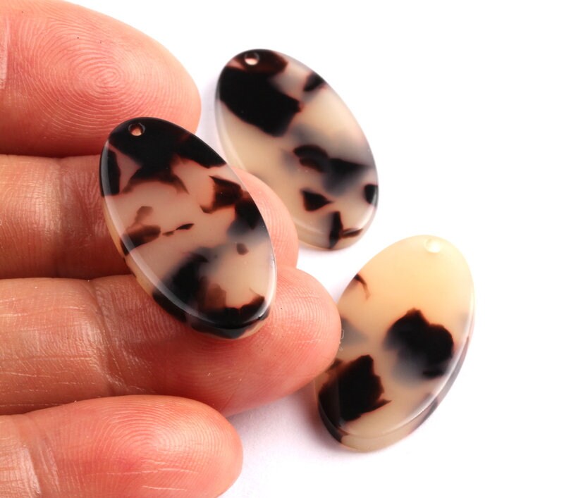 Acetate Oval Charms - Blonde Tortoise Shell Earrings - Oval Earrings and Pendant - Color Code: A07 - 26x13.7x2.53mm - AC1077B - DOMEDBAZAAR