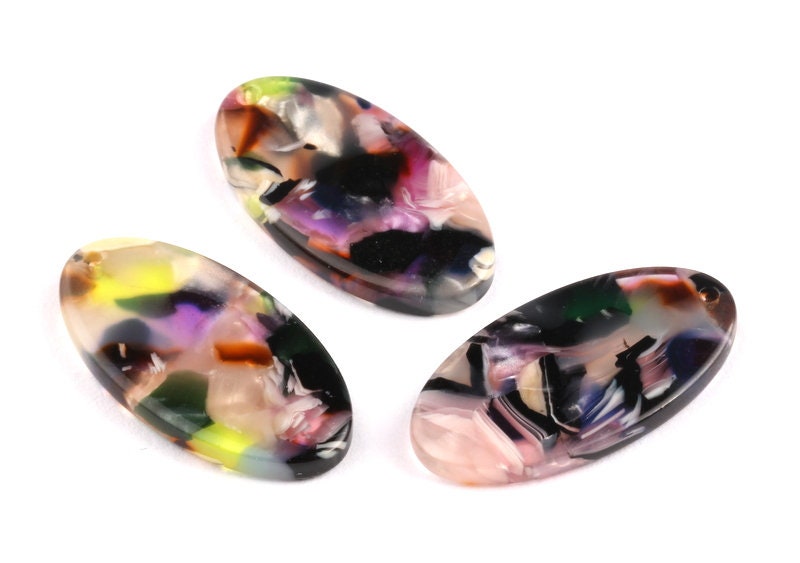 Acetate Oval Charms - Oval Earrings and Pendant - Earring Findings - Jewelry Supplies - Color Code: A61 - 26x13.7x2.53mm  -AC1077C - DOMEDBAZAAR