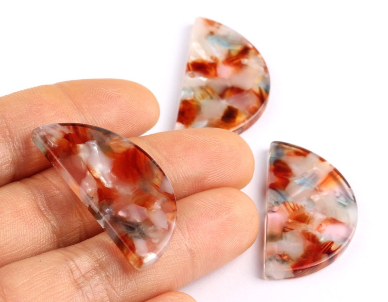 Acetate Semicircle Charms - Semicircle Pendant -  Earring Findings - Jewelry Supplies - Color Code: A95 - 33.5x16.5x2.6mm - AC1006L - DOMEDBAZAAR