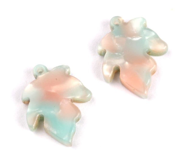 Acetate Leaf Charms - Leaf Earrings and Pendant - Earring Findings - Jewelry Supplies - 18.24x13.8x2.73mm - AC1074B - DOMEDBAZAAR