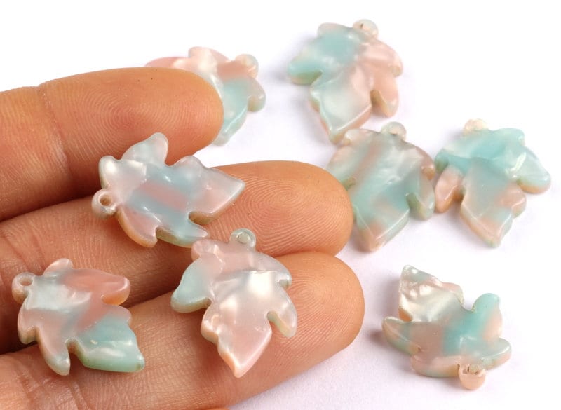 Acetate Leaf Charms - Leaf Earrings and Pendant - Earring Findings - Jewelry Supplies - 18.24x13.8x2.73mm - AC1074B - DOMEDBAZAAR