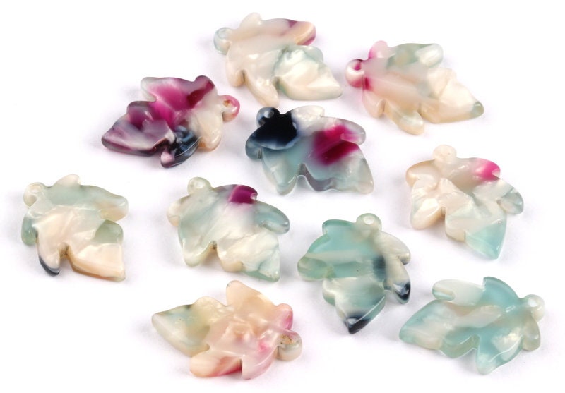 Acetate Leaf Charms - Leaf Earrings and Pendant - Earring Findings - Jewelry Supplies - 18.24x13.8x2.73mm - AC1074C - DOMEDBAZAAR