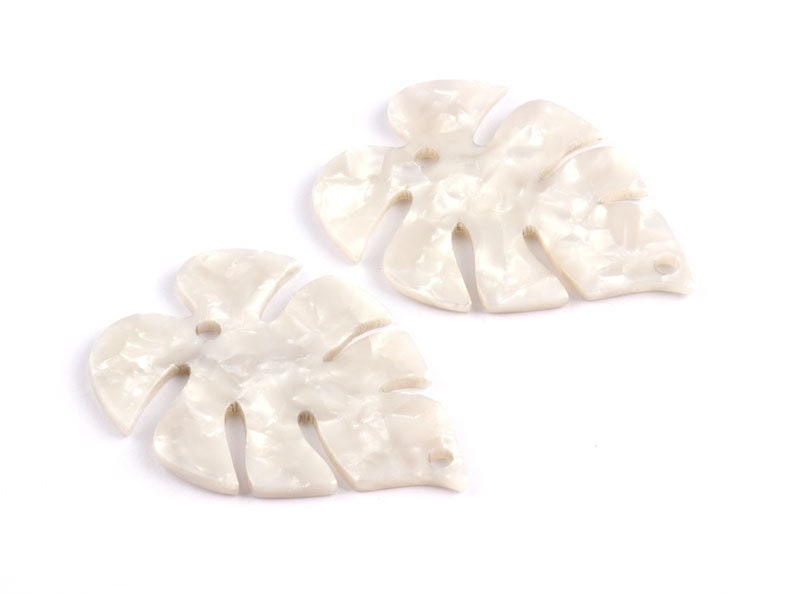 Acetate Leaf Earring Charms - Monstera Leaf Pendant - Earring Findings - Jewelry Supplies - Color Code: A12 - 51x35.5x2.44mm - AC1088D - DOMEDBAZAAR