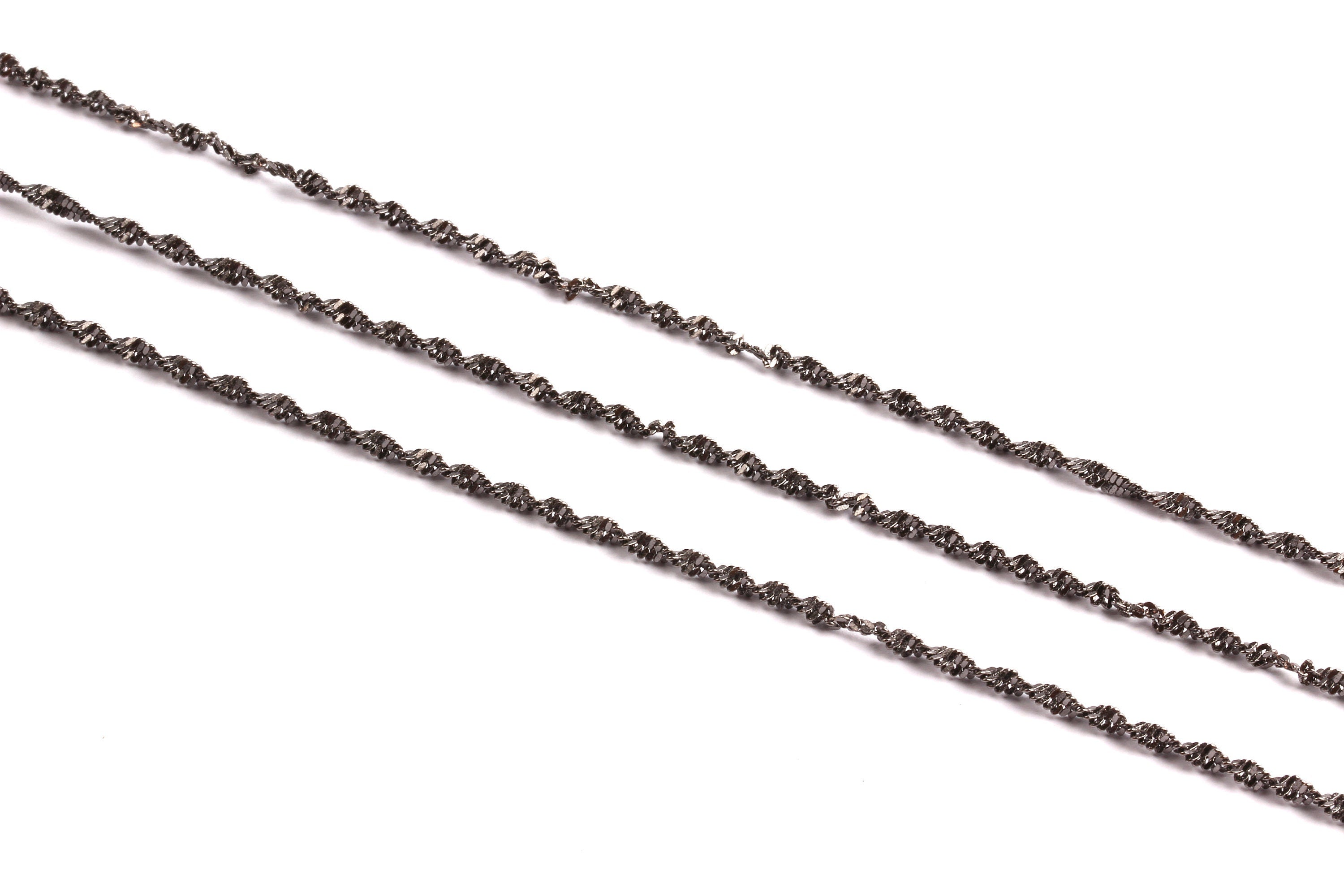 Water Wave Chain - Brass Chain - Gunmetal Tone Plated -   0.09&quot; X 0.02&quot; - for Necklace Earing Jewelery Making -  CC1055 - DOMEDBAZAAR