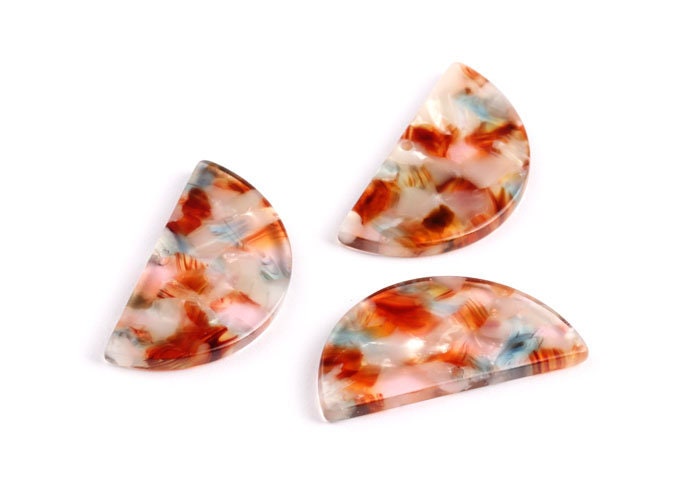 Acetate Semicircle Charms - Semicircle Pendant -  Earring Findings - Jewelry Supplies - Color Code: A95 - 33.5x16.5x2.6mm - AC1006L - DOMEDBAZAAR