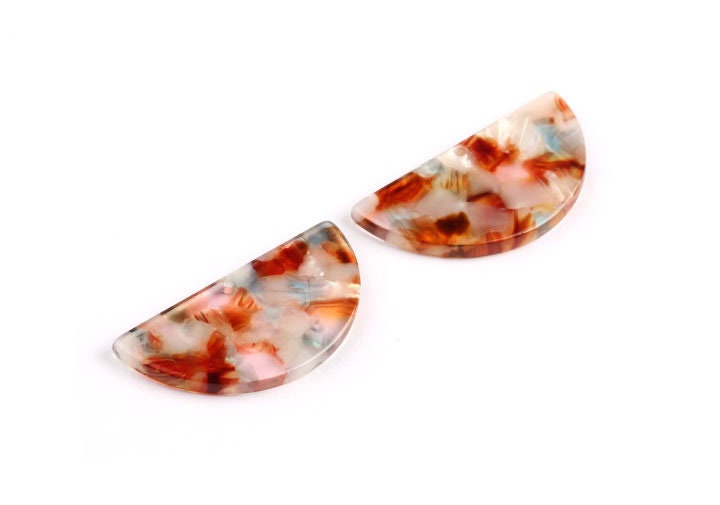 Acetate Semicircle Charms - Semicircle Pendant -  Earring Findings - Jewelry Supplies - Color Code: A95 - 33.5x16.5x2.6mm - AC1006L - DOMEDBAZAAR