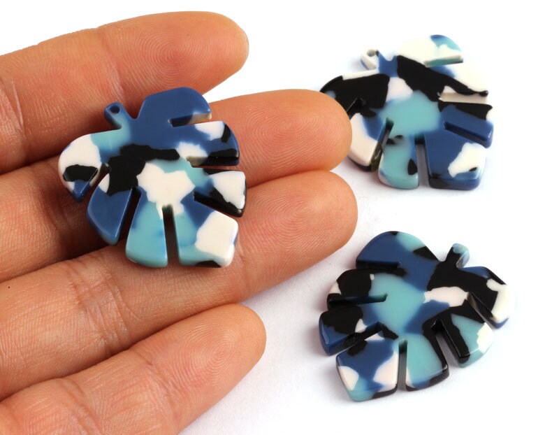 Acetate Leaf Earring Charms - Monstera Leaf Pendant - Earring Findings - Jewelry Supplies - Color Code: A16 - 30x24.5x2.57mm - AC1087G - DOMEDBAZAAR