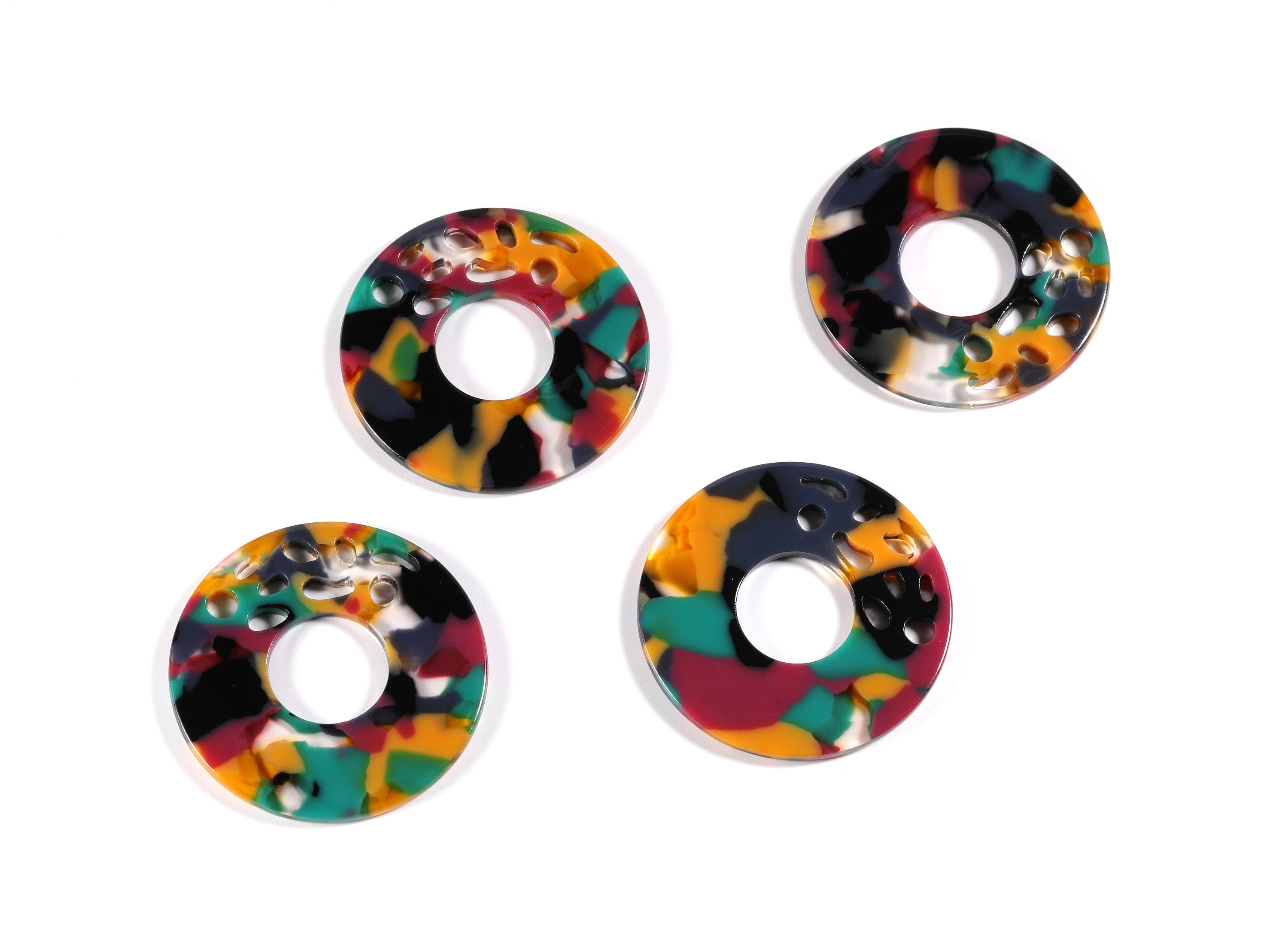 Acetate Hoop Earrings Charms - Circle Shaped Pendant - Earring Findings - Jewelry Supplies - Color Code: A25 - 39.8x39.8x2.5mm - AC1032C - DOMEDBAZAAR