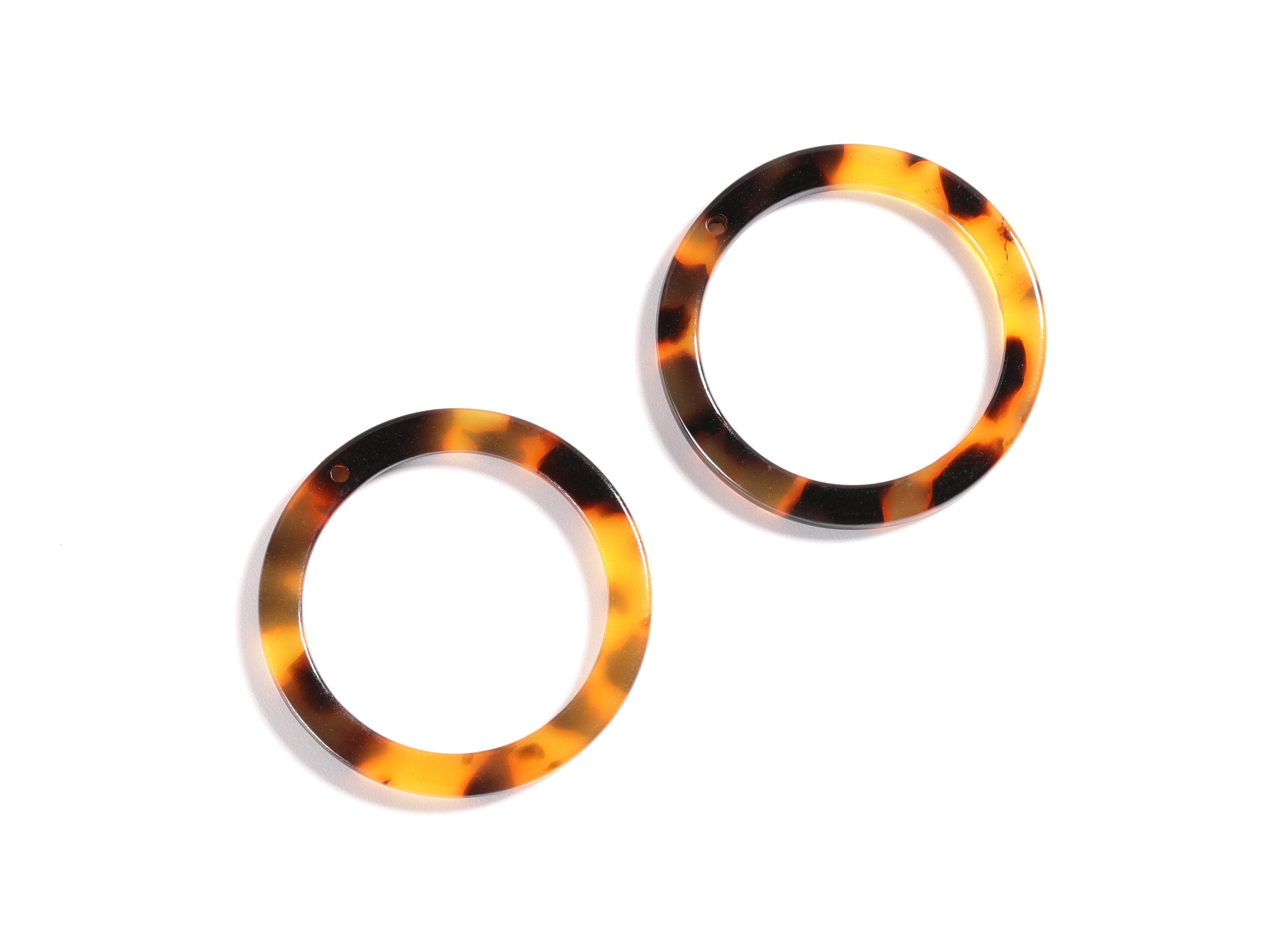 Acetate Hoop Earrings Charms - Tortoise Hoop Shell Earrings - Circle Shaped Pendant - Color Code: A01 - 29.8x29.8x2.52mm - AC1119A - DOMEDBAZAAR