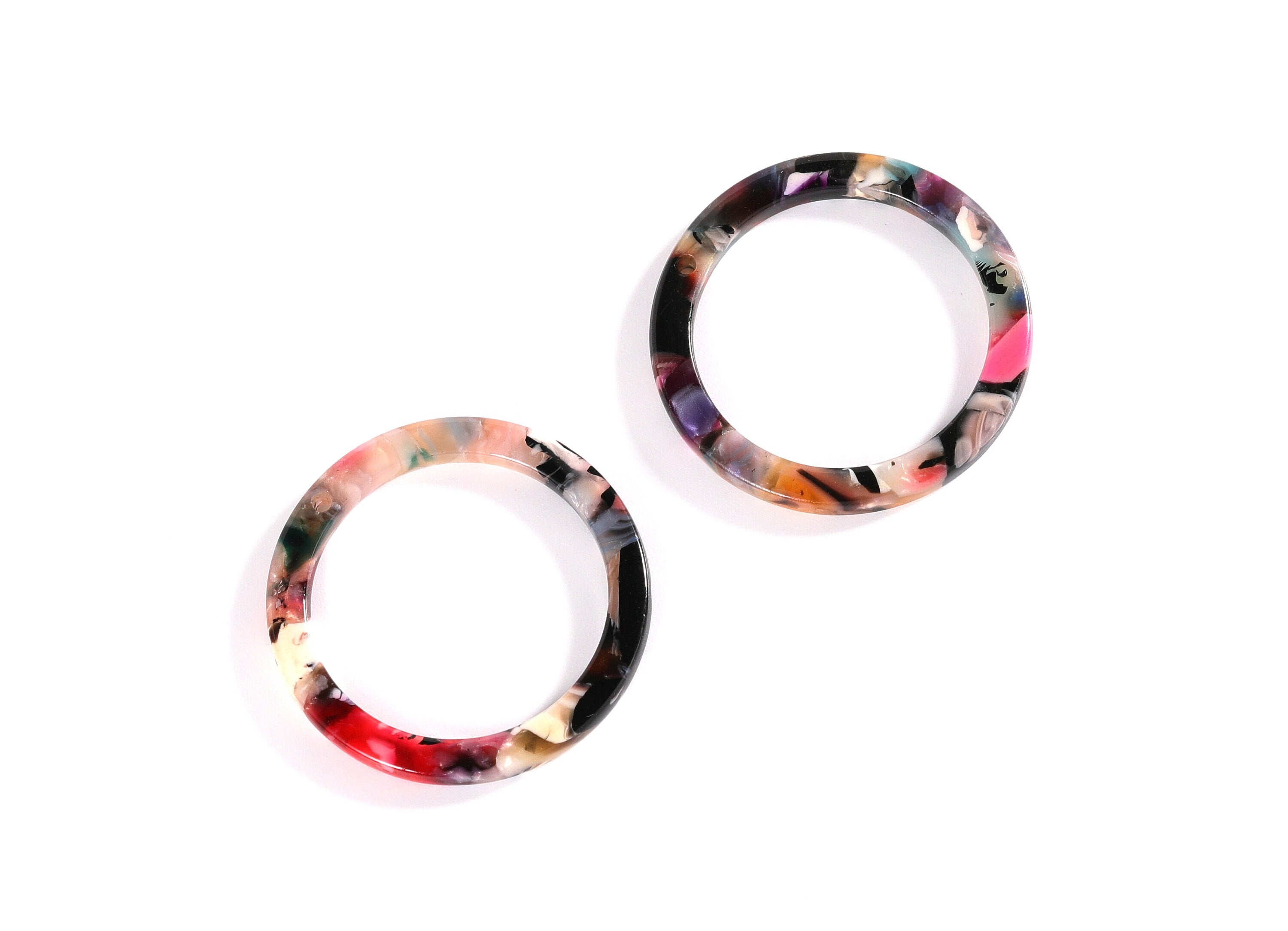 Acetate Hoop Earrings Charms - Acrylic Circle Pendant - Earring Findings - Jewelry Supplies - Color Code: A58 - 29.8x29.8x2.52mm - AC1119E - DOMEDBAZAAR