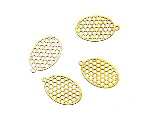 Ellipse Shaped Earring Charms - Raw Brass Earring - Teardrop Earring Charms - Earring Findings - Jewelry Supplies - 22x14mm - JJC6387 - DOMEDBAZAAR