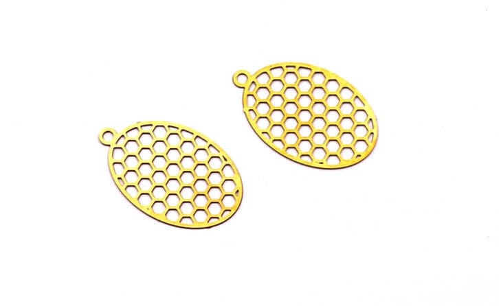 Ellipse Shaped Earring Charms - Raw Brass Earring - Teardrop Earring Charms - Earring Findings - Jewelry Supplies - 22x14mm - JJC6387 - DOMEDBAZAAR