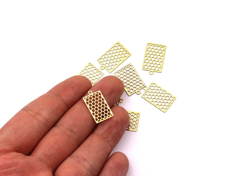 Rectangle Shaped Earring Charms - Raw Brass Earring - Teardrop Earring Charms - Earring Findings - Jewelry Supplies - 20x12mm - JJC6395 - DOMEDBAZAAR