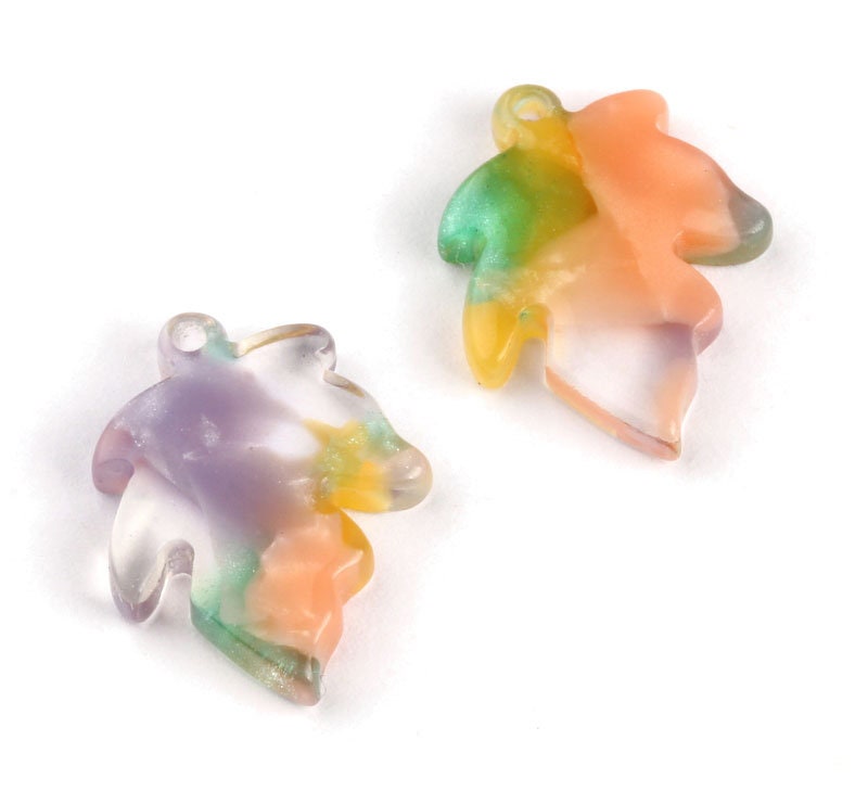 Acetate Leaf Charms - Leaf Earrings and Pendant - Earring Findings - Jewelry Supplies - Color Code: A85 - 18.24x13.8x2.73mm - AC1074A - DOMEDBAZAAR