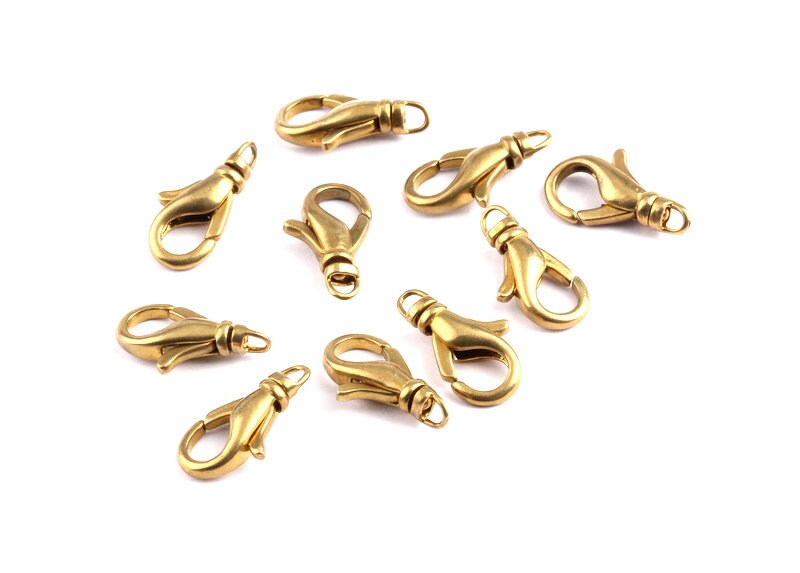 Brass Parrot Claps - Raw Brass Lobster Claw Claps -Making Jewelry - Jewelry Supplies - 14x9.37x3.8mm - KS1005 - DOMEDBAZAAR