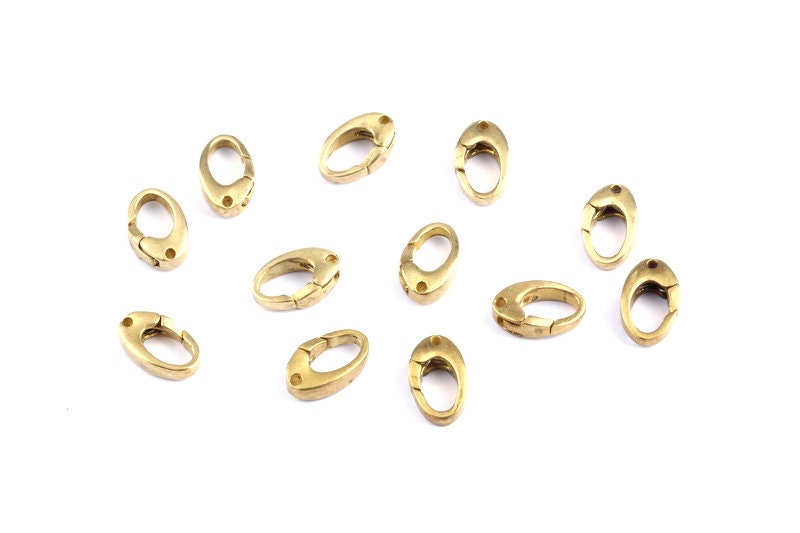 Brass Parrot Claps - Raw Brass Lobster Claw Claps - Oval Shaped Parrot  Claps - Making Jewelry - Jewelry Supplies - 11.3x6.8x3.22mm - KS1009 - DOMEDBAZAAR