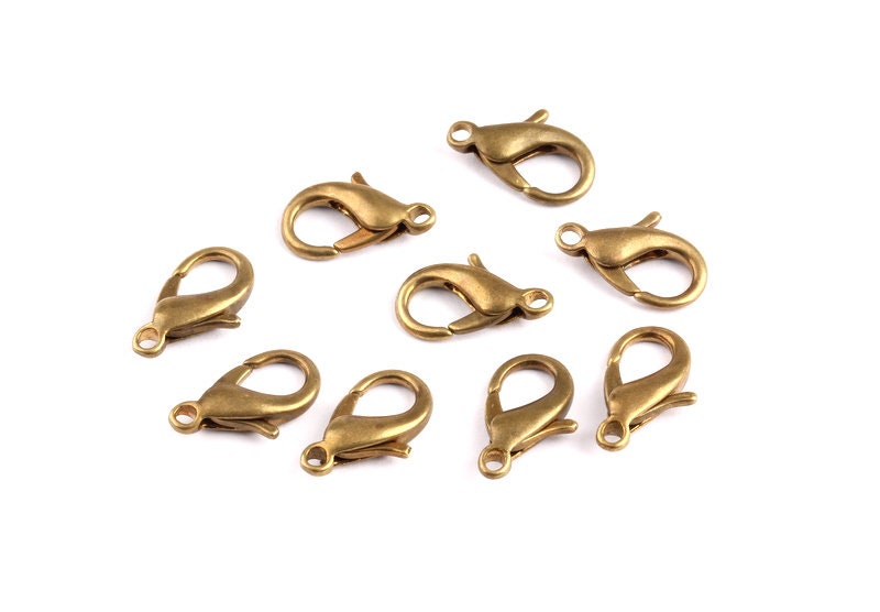 Brass Parrot Claps - Raw Brass Lobster Claw Claps -Making Jewelry - Jewelry Supplies - 17x9x3.8mm - KS10014 - DOMEDBAZAAR
