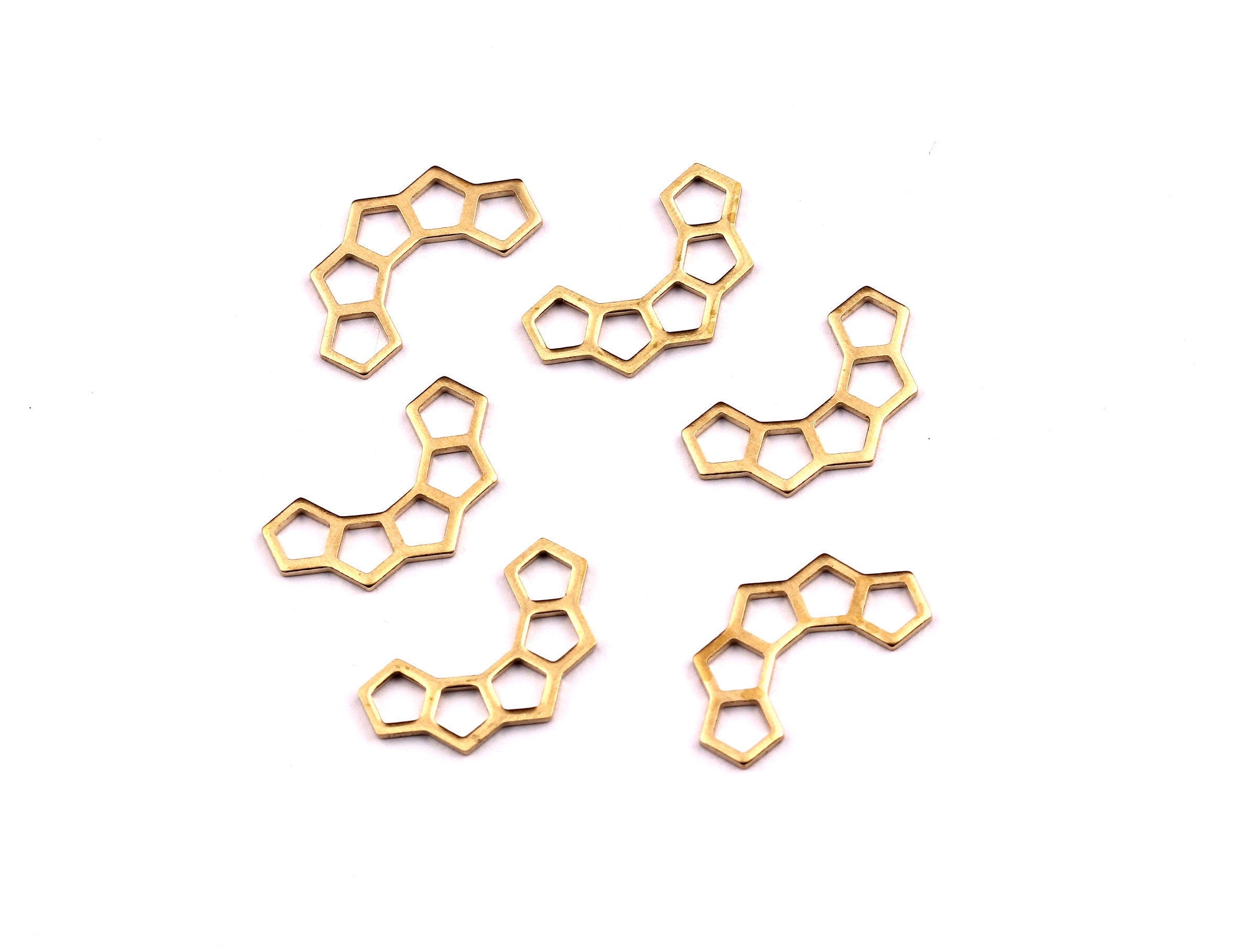 Brass Honeycomb Shaped Charms- Raw Brass Honeycomb Charms - Earring Findings - Jewelry Supplies - 9.5x17mm - PP1206 - DOMEDBAZAAR