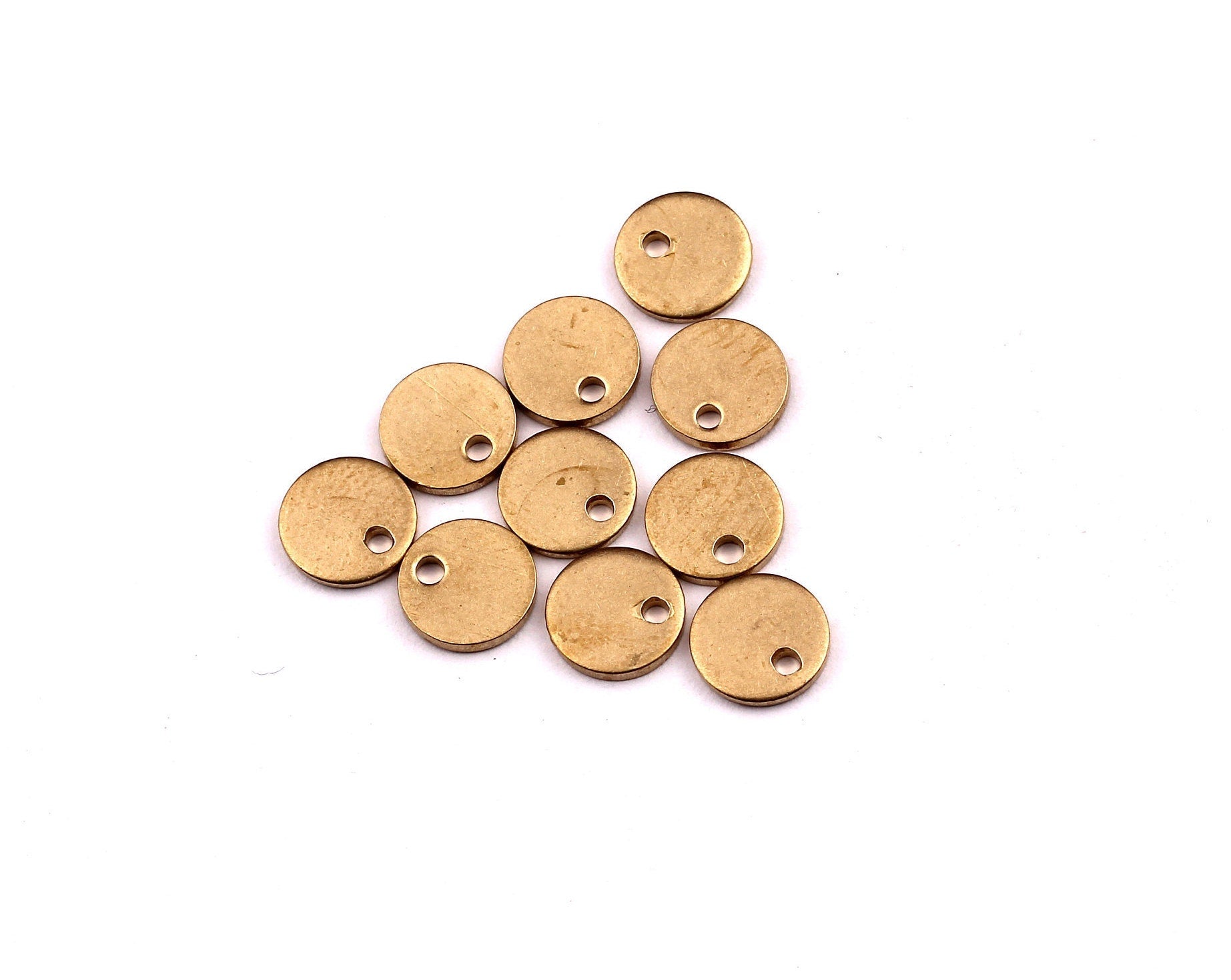 Raw Brass Round Tag- Brass Stamping Tag - Raw Brass Charms - Jewelry Supplies - 7x1mm - PP1220 - DOMEDBAZAAR