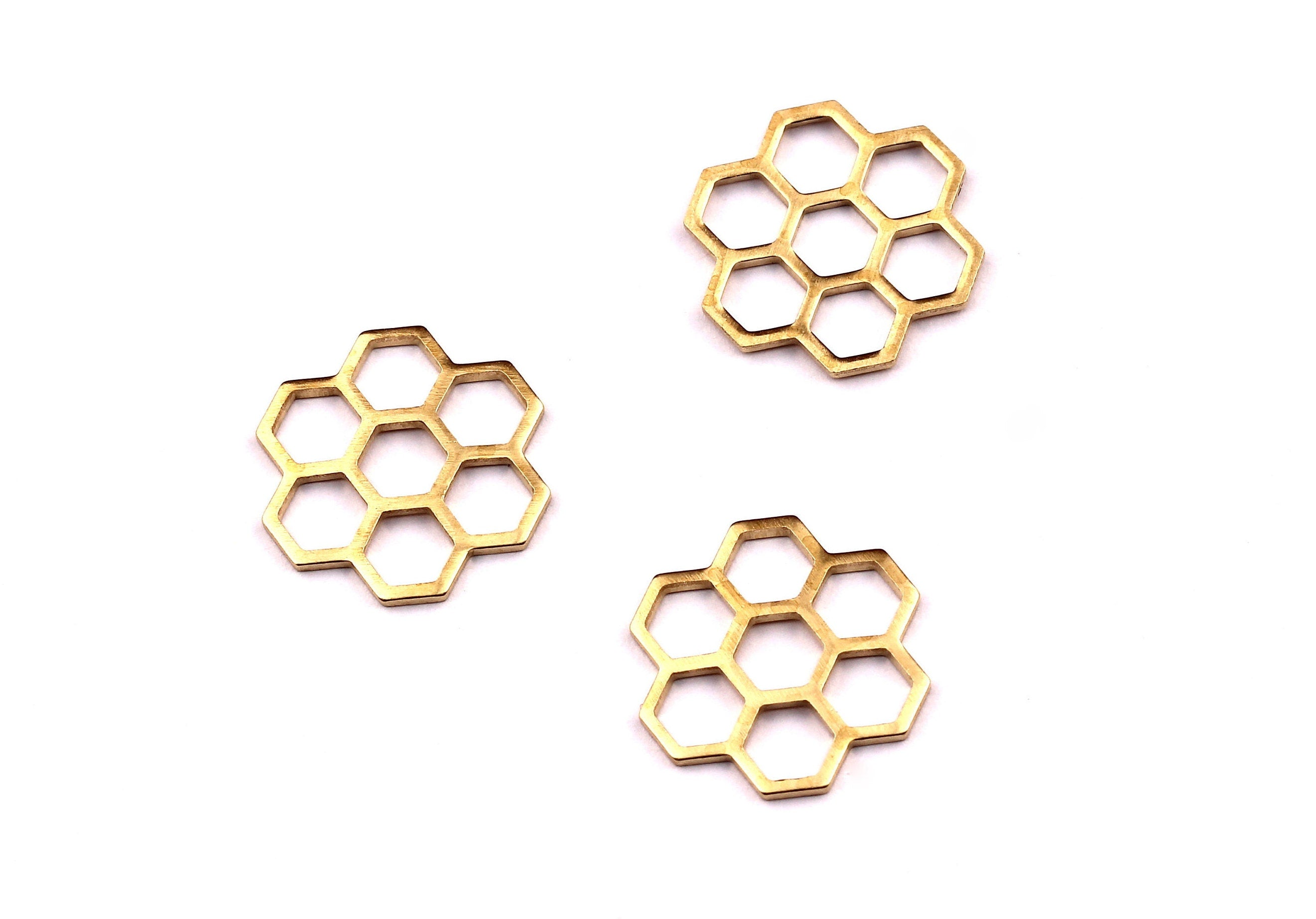 Brass Honeycomb Charms - Honeycomb Shaped Raw Brass Connector - Honeycomb Charm - Jewelry Supplies - 14x14x1mm - PP1160 - DOMEDBAZAAR