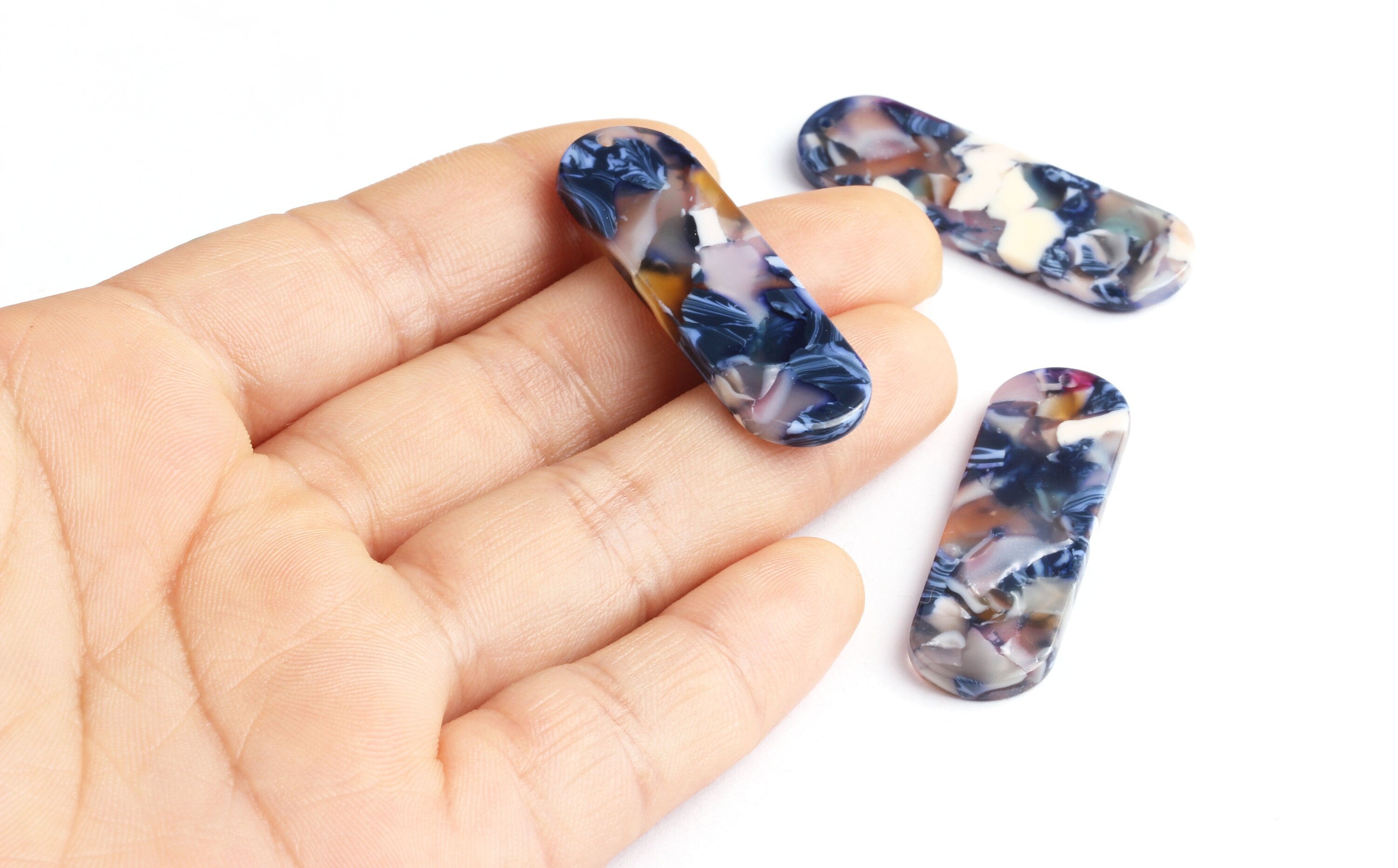 Acetate Oval Charms - Oval Earrings and Pendant - Earring Findings - Jewelry Supplies - Color Code: A19 - 39.7x12.7x2.55mm - AC1075B - DOMEDBAZAAR