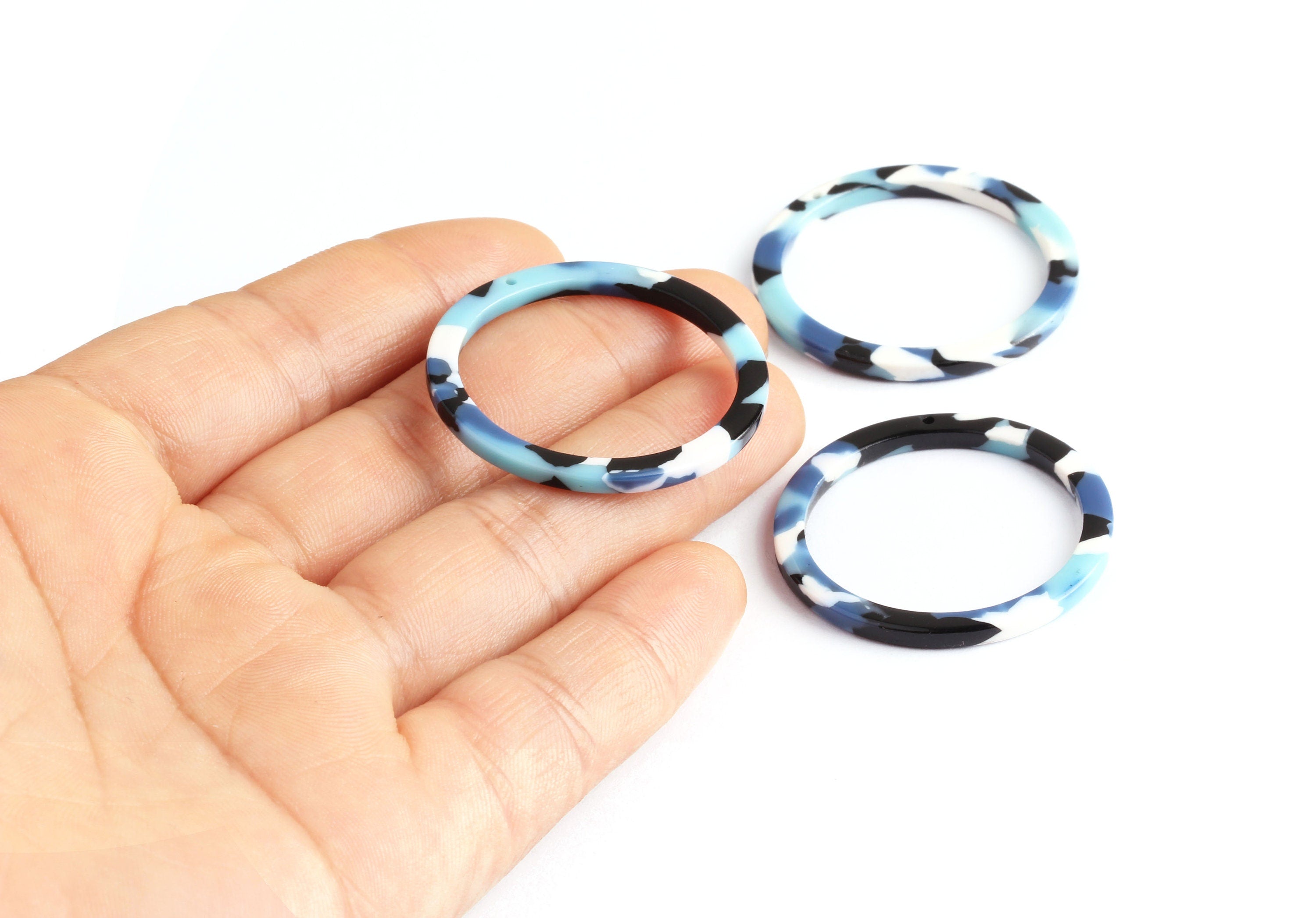 Acetate Circle Charms - Circle Earring and Pendant - Earring Findings - Jewelry Supplies - Color Code: A16 - 32x2.5mm - AC1043F - DOMEDBAZAAR