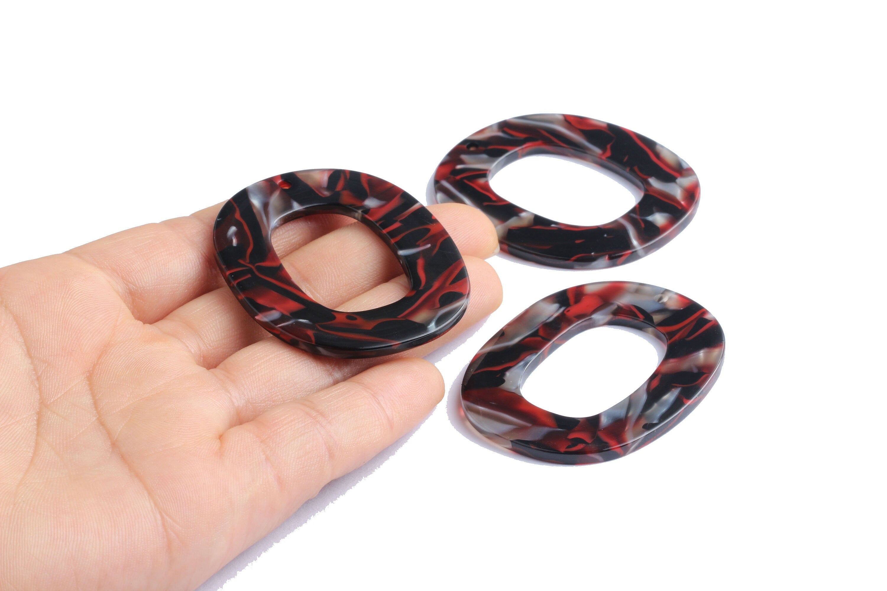 Acetate Oval Charms - Oval Earrings and Pendant - Earring Findings - Jewelry Supplies - Jewelry Supplies - 50X41X2.5mm - AC1012RB - DOMEDBAZAAR