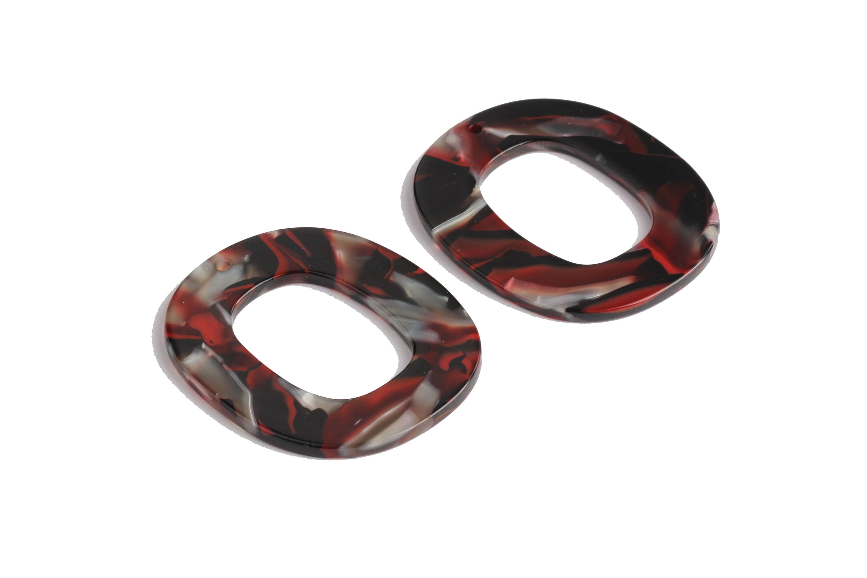 Acetate Oval Charms - Oval Earrings and Pendant - Earring Findings - Jewelry Supplies - Jewelry Supplies - 50X41X2.5mm - AC1012RB - DOMEDBAZAAR