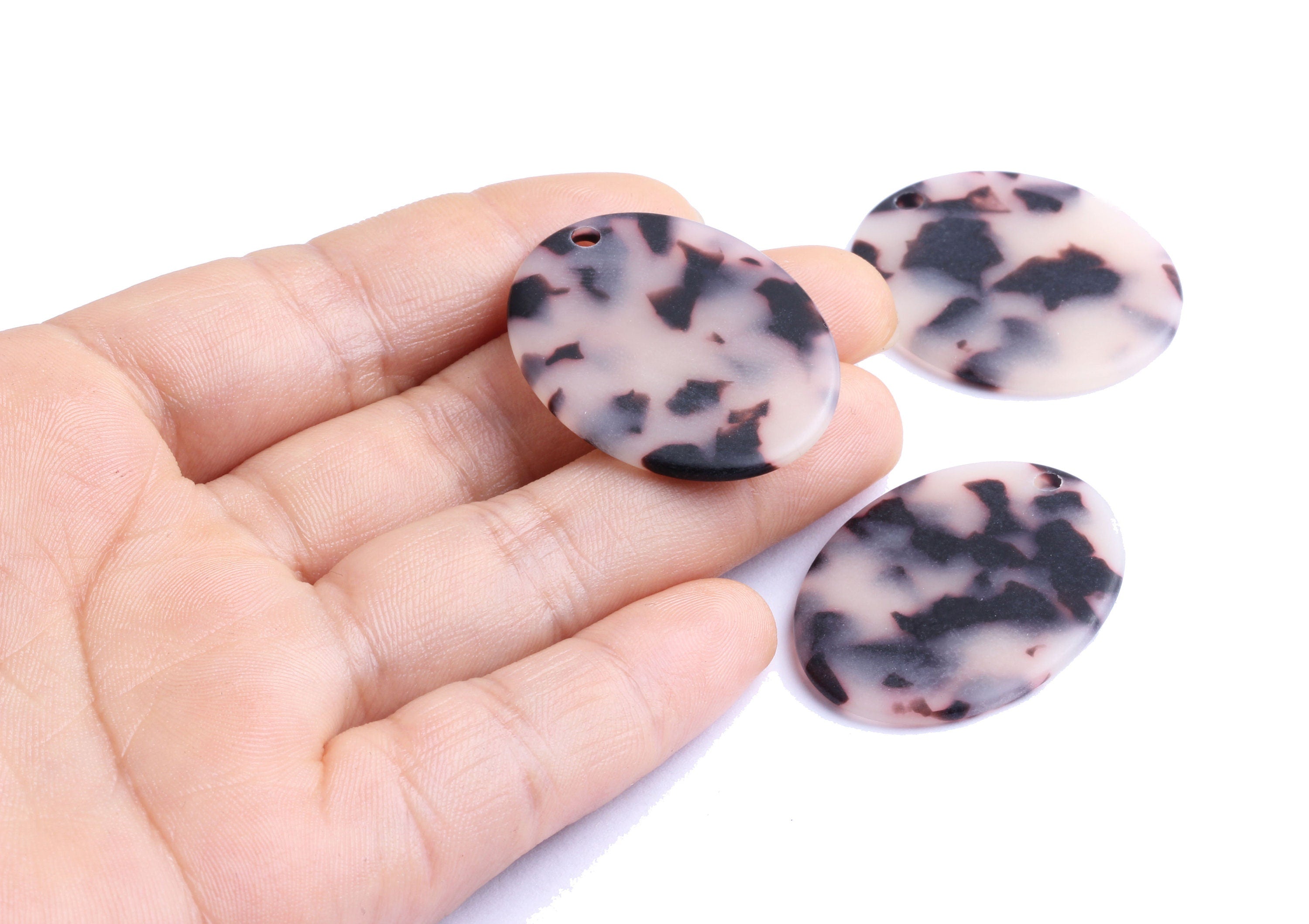 Acetate Matte Oval Charms - Blonde Tortoise Shell Earrings - Oval Pendant - Jewelry Supplys - Color Code: A09 - 34.5x27.2x2.46mm - AC1105B - DOMEDBAZAAR