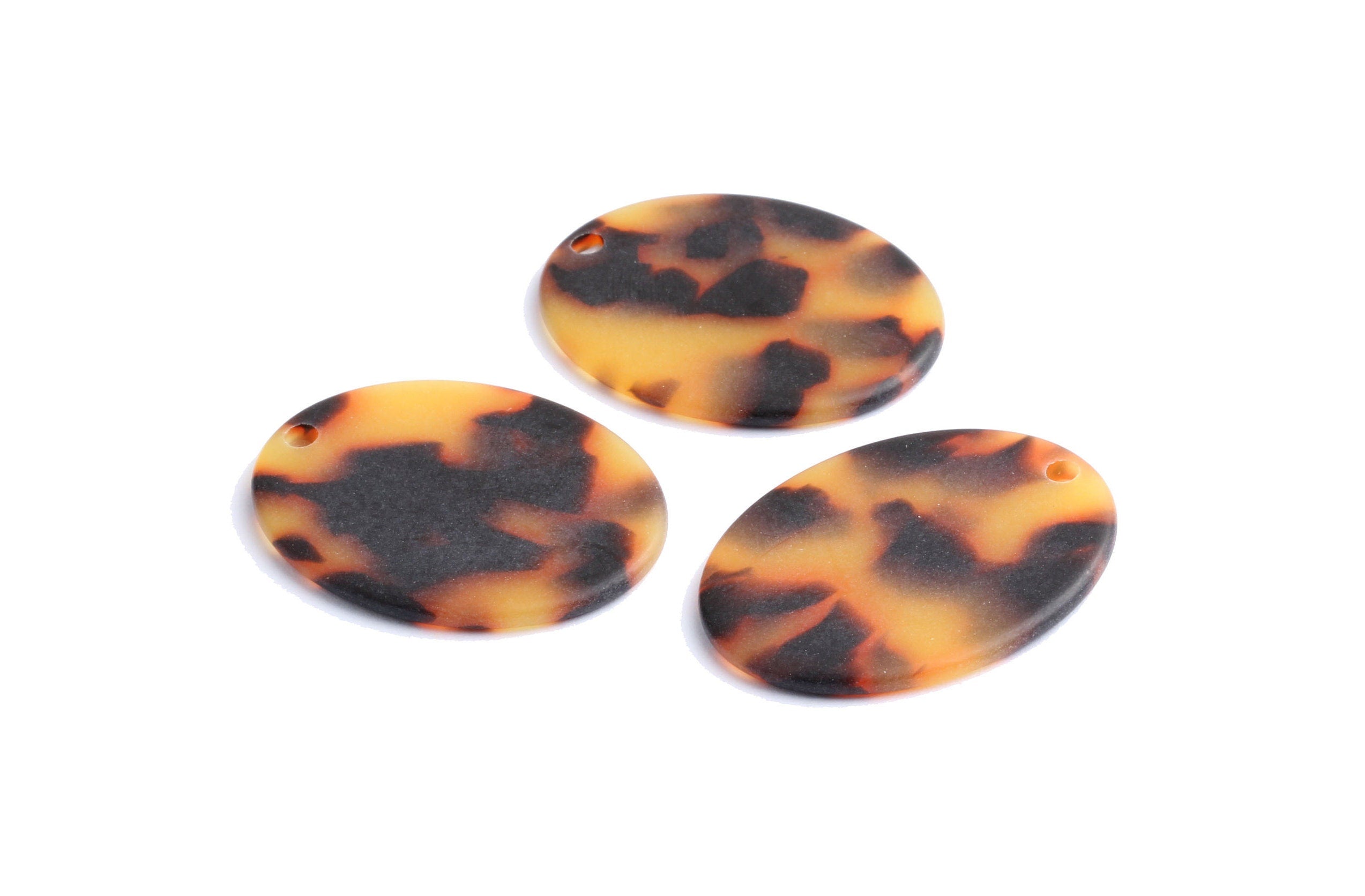 Acetate Matte Oval Charms - Tortoise Shell Earrings - Oval Pendant - Jewelry Making Supplys - Color Code: A03 - 34.5x27.2x2.46mm - AC1105A - DOMEDBAZAAR