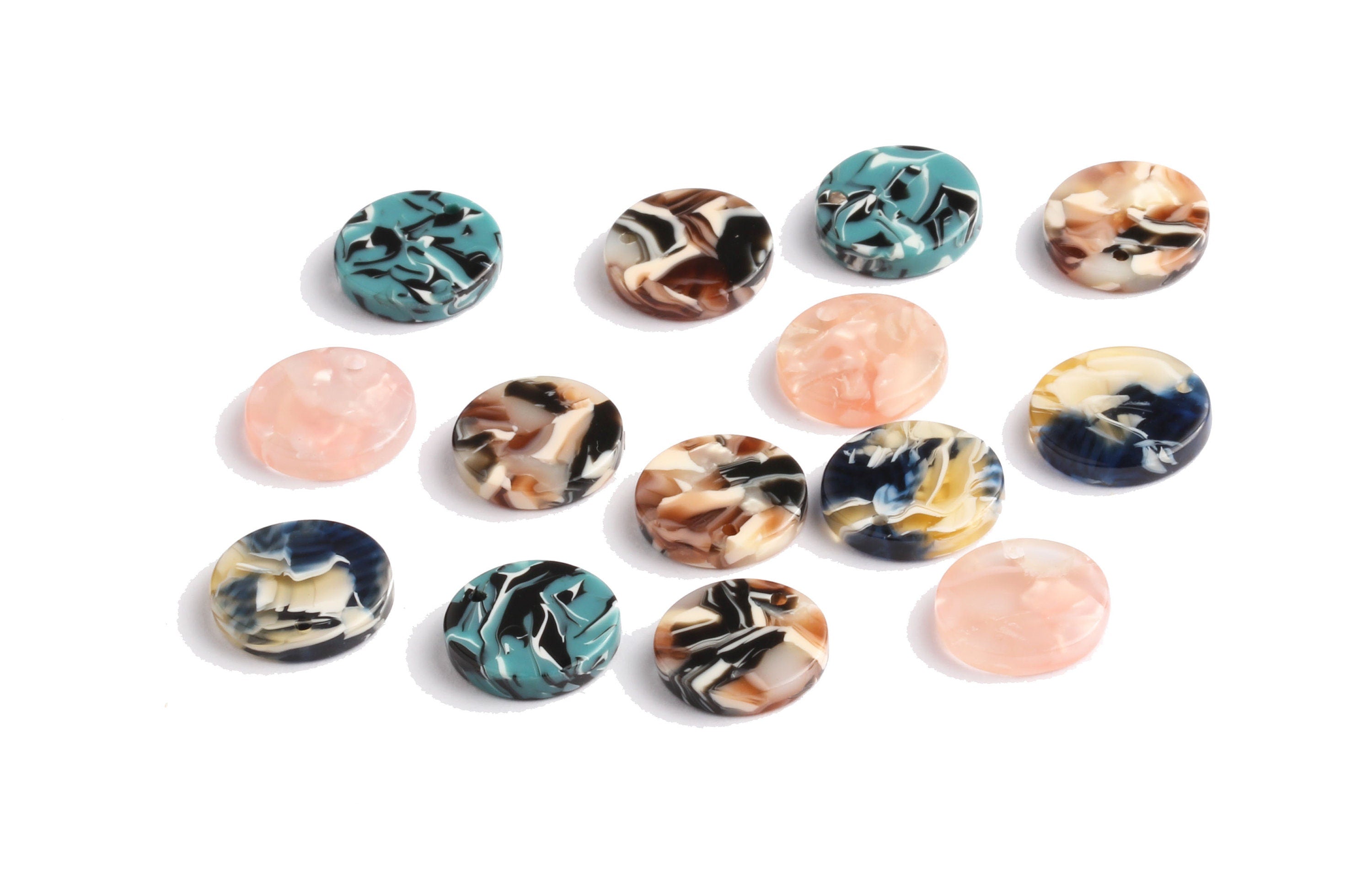 Acetate Round Charms - Round Earrings and Pendant - Earring Findings - Jewelry Supplys - 12.8x12.8x2.5mm - AC1101 - DOMEDBAZAAR