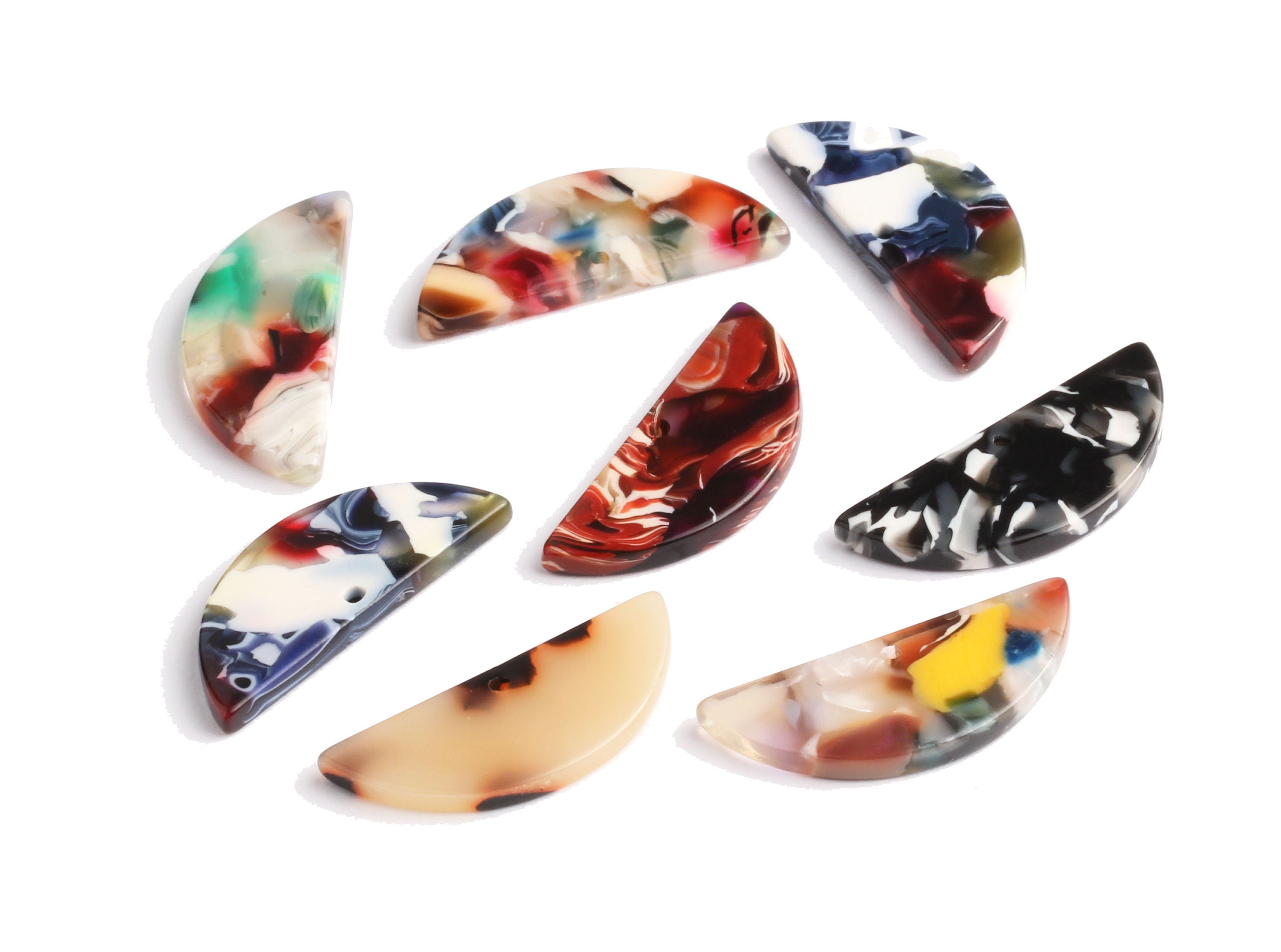 Acetate Semicircle Charms - Semicircle Earrings and Pendant - Earring Findings - Jewelry Supply - 11.2x27.3x2.5mm - AC1104 - DOMEDBAZAAR