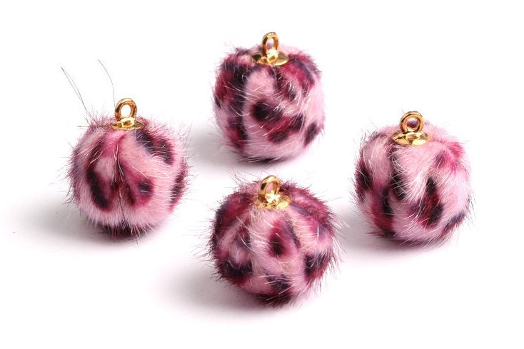 Pom Pom Earring Charms - Fur Ball Pendant - Aluminum Alloy - Earring Findings - Jewelry Accessories - 17.6x15x15mm - TT1008A - DOMEDBAZAAR