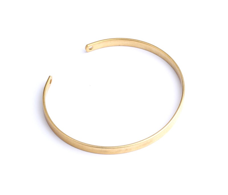 Adjustable Bangle Bracelet - Raw Brass Bracelet - Blanks Cuff - Expandable Wire Bangle For Charms - Jewelry Supplies - 57x51x4mm - PP1093 - DOMEDBAZAAR