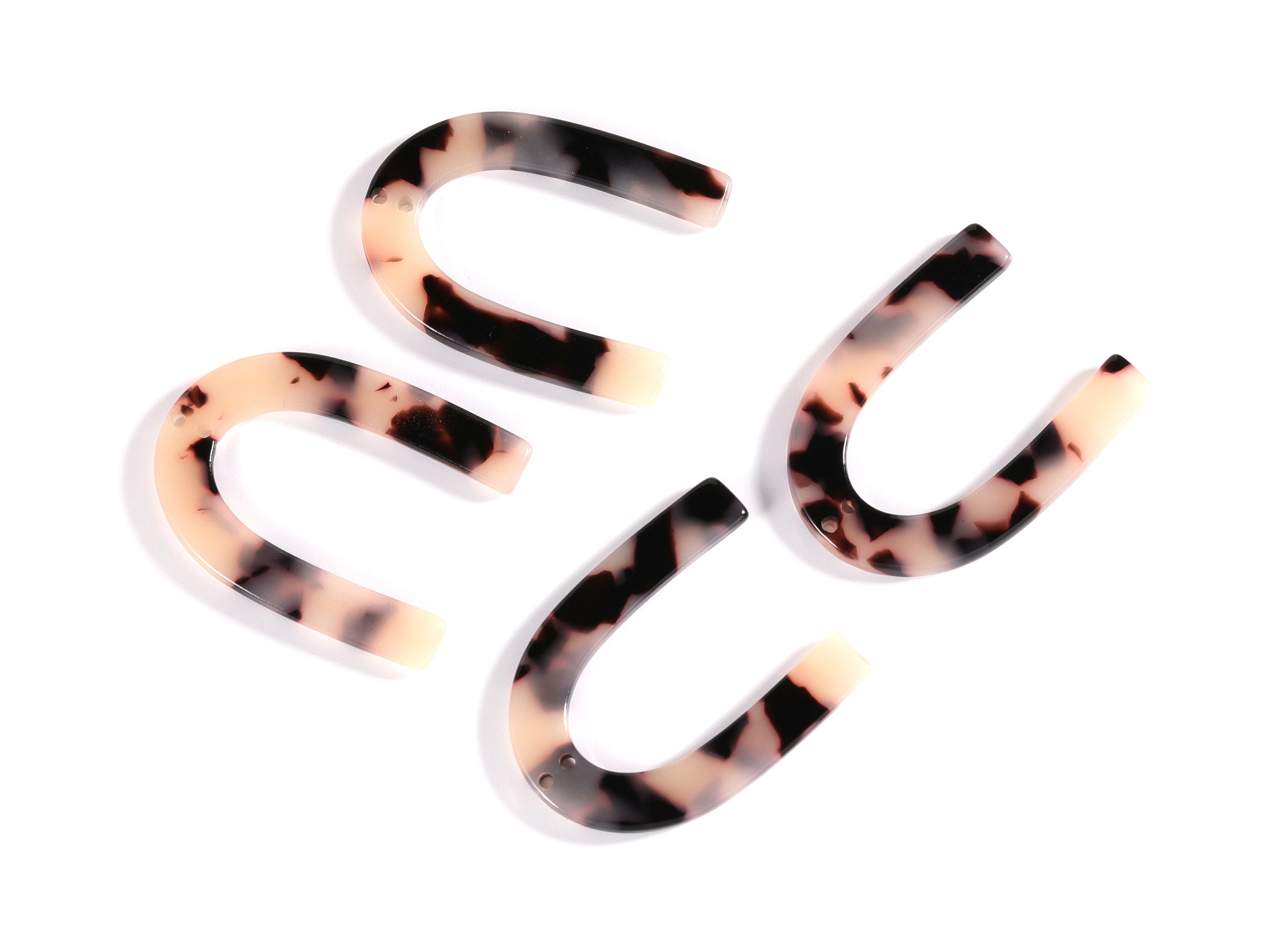 Acetate U Connector - Two Holes - Blonde Tortoise Shell Earrings - U Pendant  - Color Code: A06 - 34.61x26.25x2.55mm - AC1114B - DOMEDBAZAAR