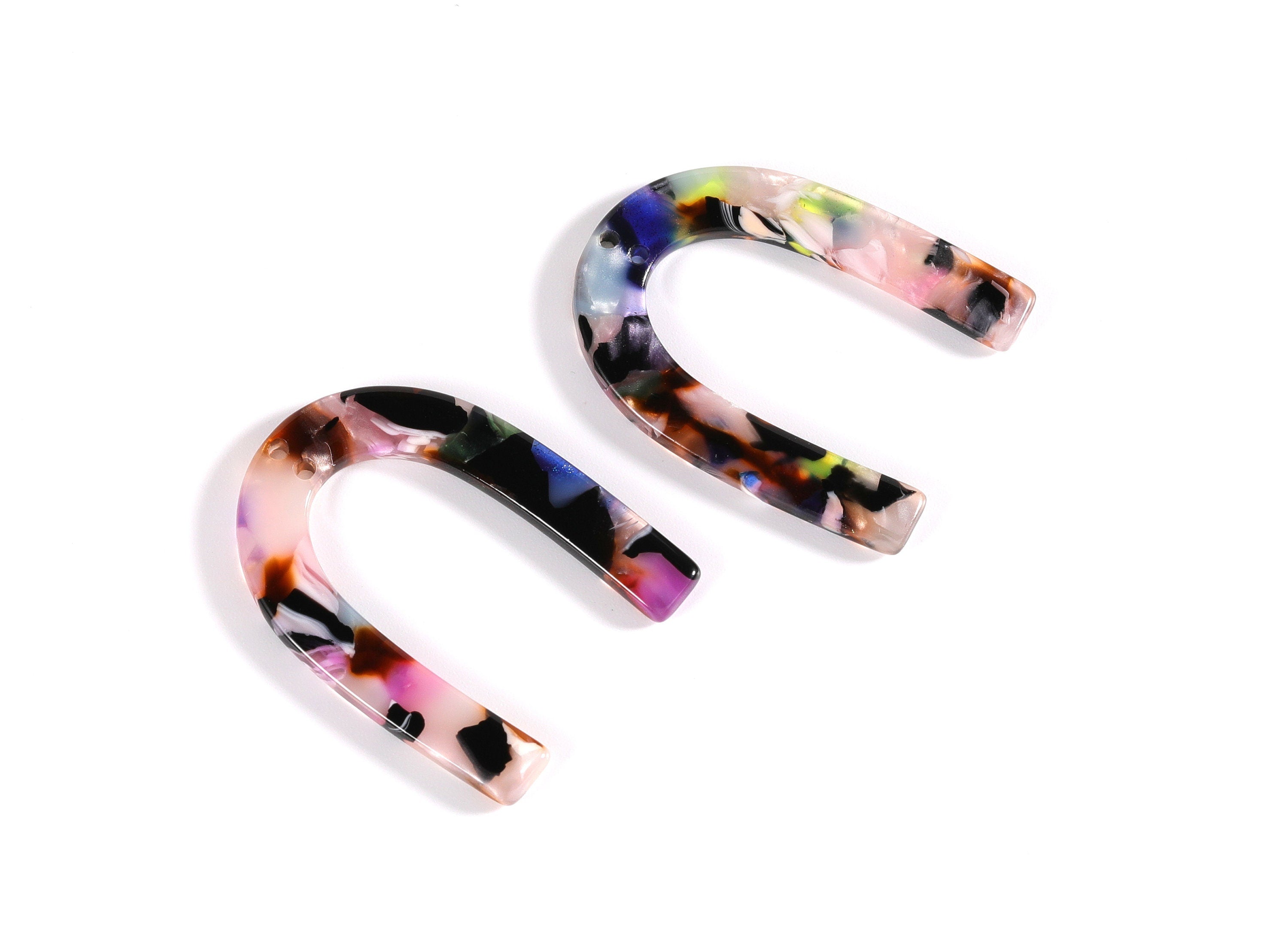 Acetate U Connector - Two Holes - U Earring and Pendant - Jewelry Supplys - Color Code: A11 - 34.61x26.25x2.55mm - AC1114E - DOMEDBAZAAR