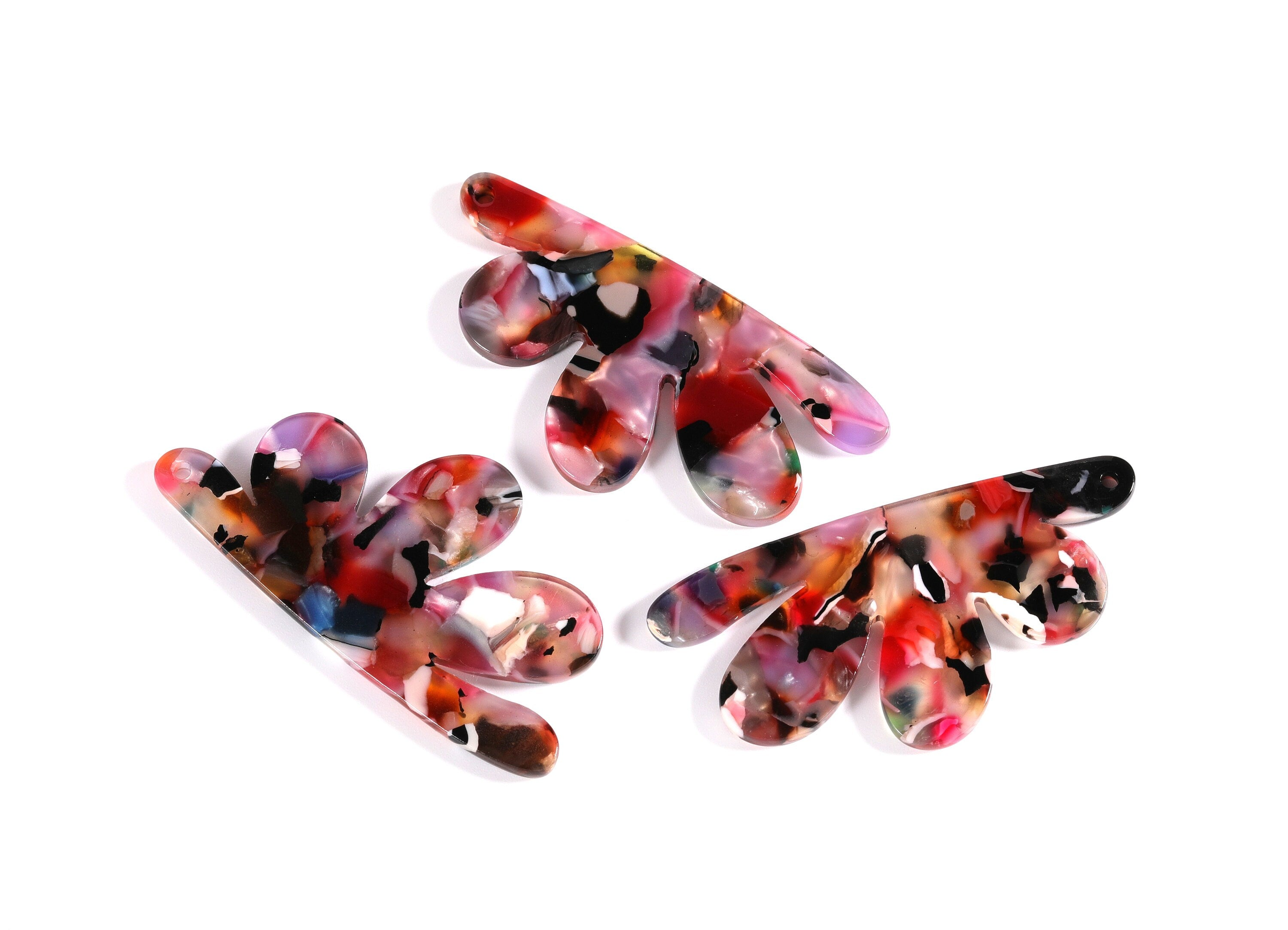 Acetate Flower Earring Charms - Flower Shaped Pendant - Earring Findings - Jewelry Supplies - 54.4x27.3x2.53mm - AC1090J - DOMEDBAZAAR