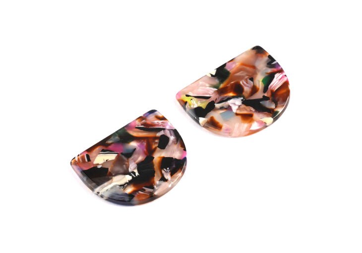 Acetate D Earring Charms -  Acrylic D Pendant - Earring Findings - Jewelry Supplies - Color Code: A11 - 29.5x34.3x2.48mm - AC1094C - DOMEDBAZAAR